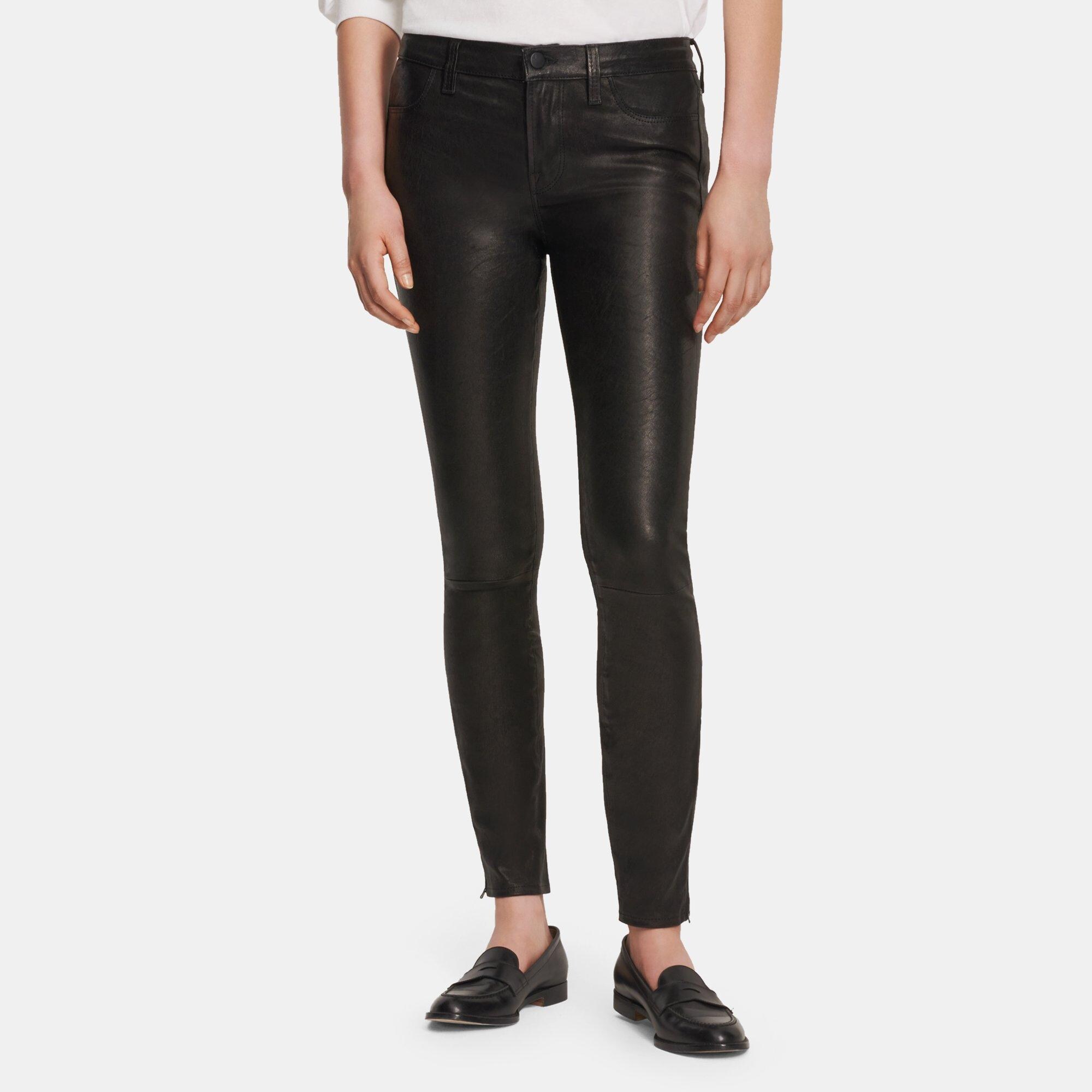 Buy LA Marey Black Back Ponte Knit Genuine Lamb Leather Leggings Mid Rise -  XL at ShopLC.