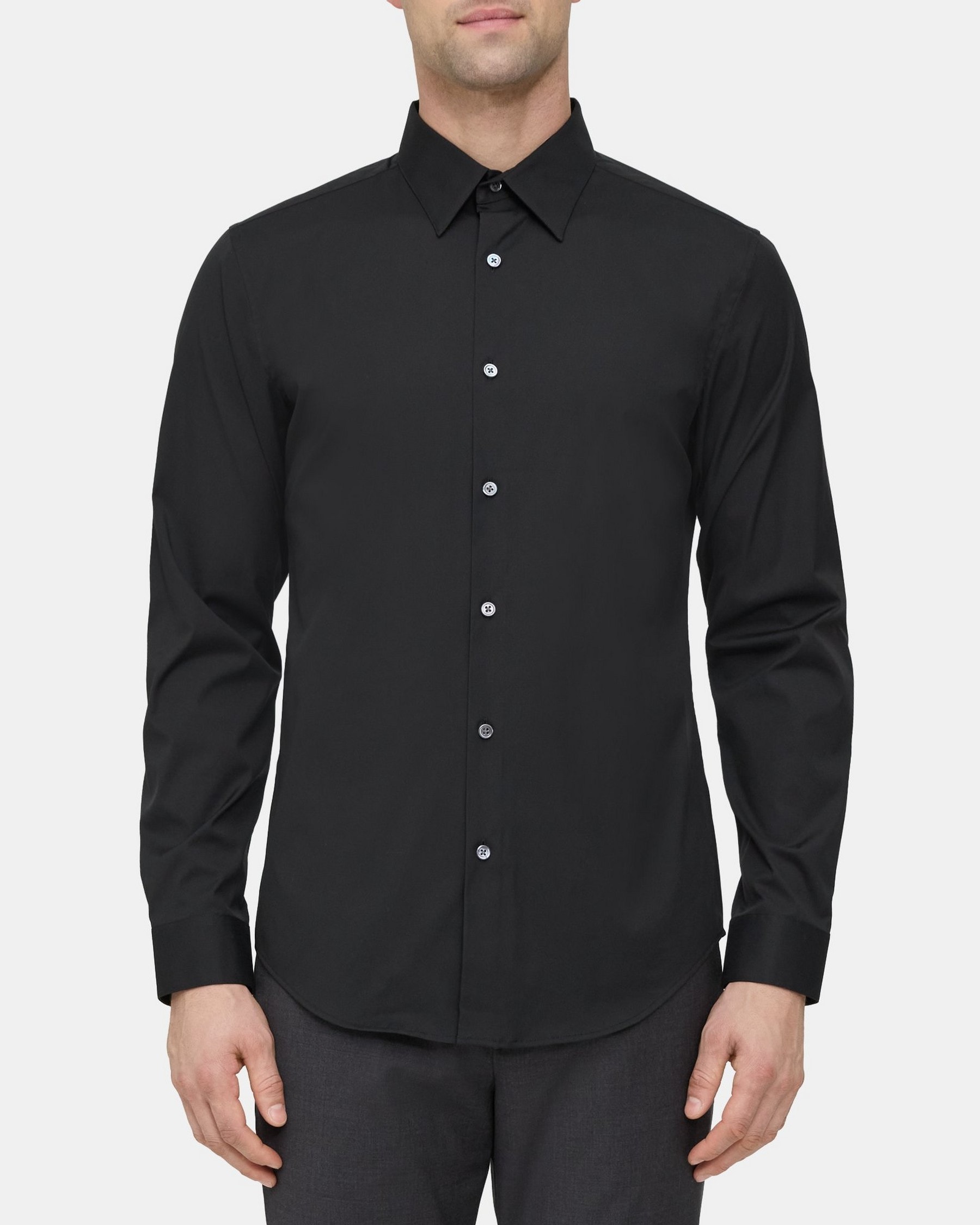 띠어리 Theory Tailored Shirt in Stretch Cotton,BLACK