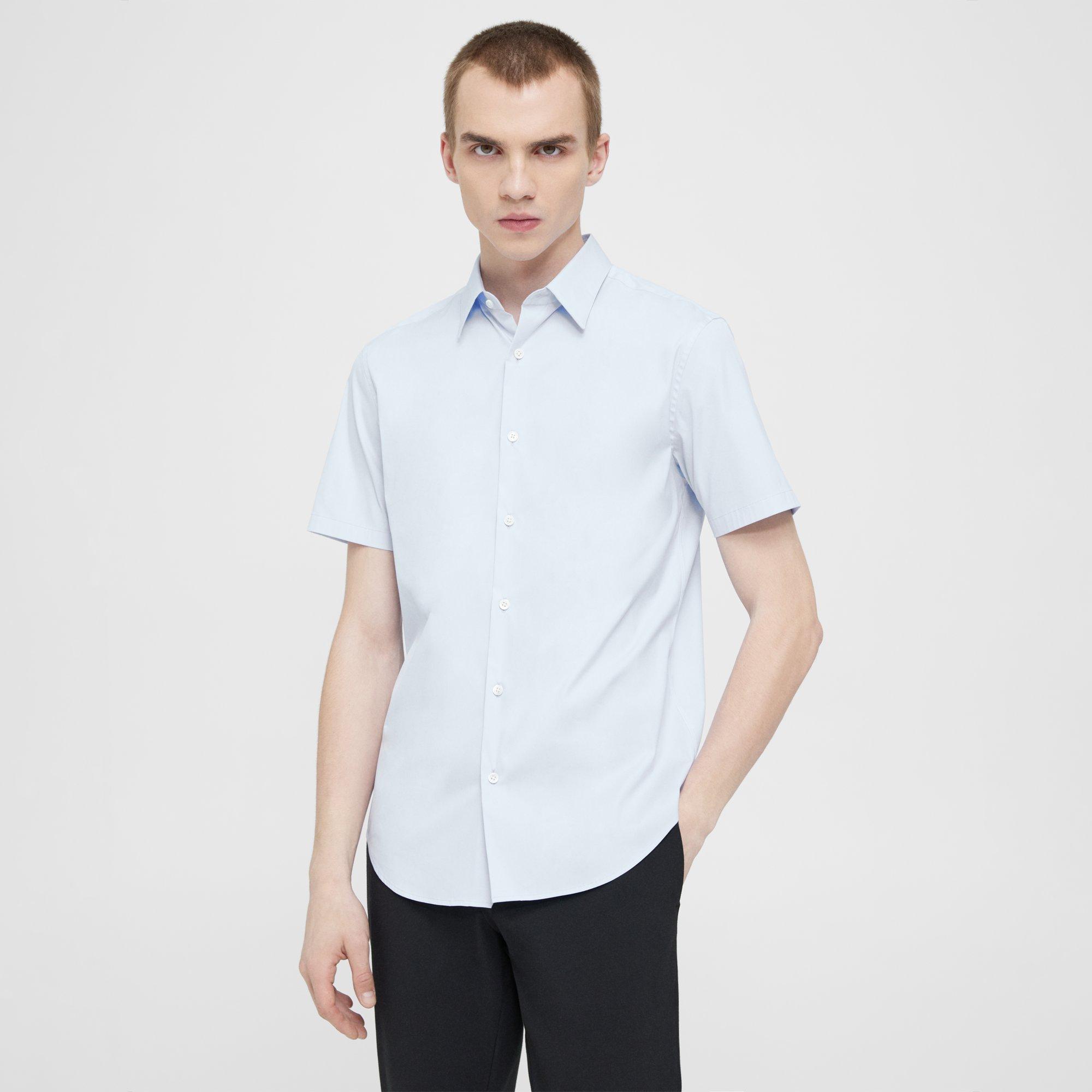 띠어리 Theory Sylvain Short-Sleeve Shirt in Good Cotton,OLYMPIC