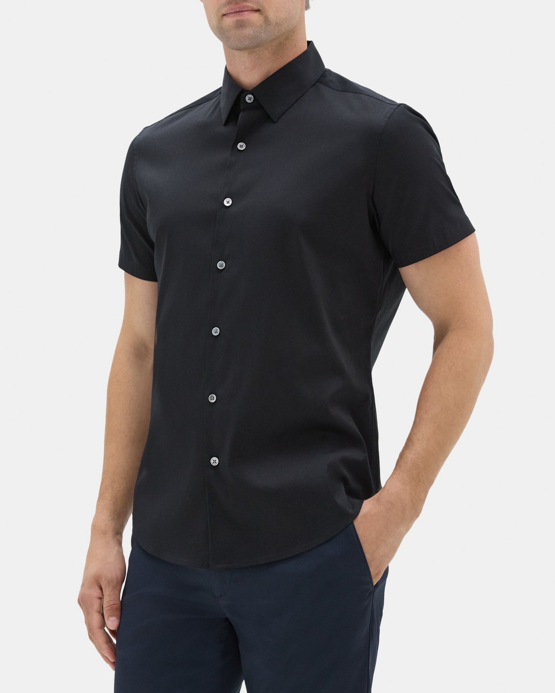 Tailored Short-Sleeve Shirt In Stretch Cotton