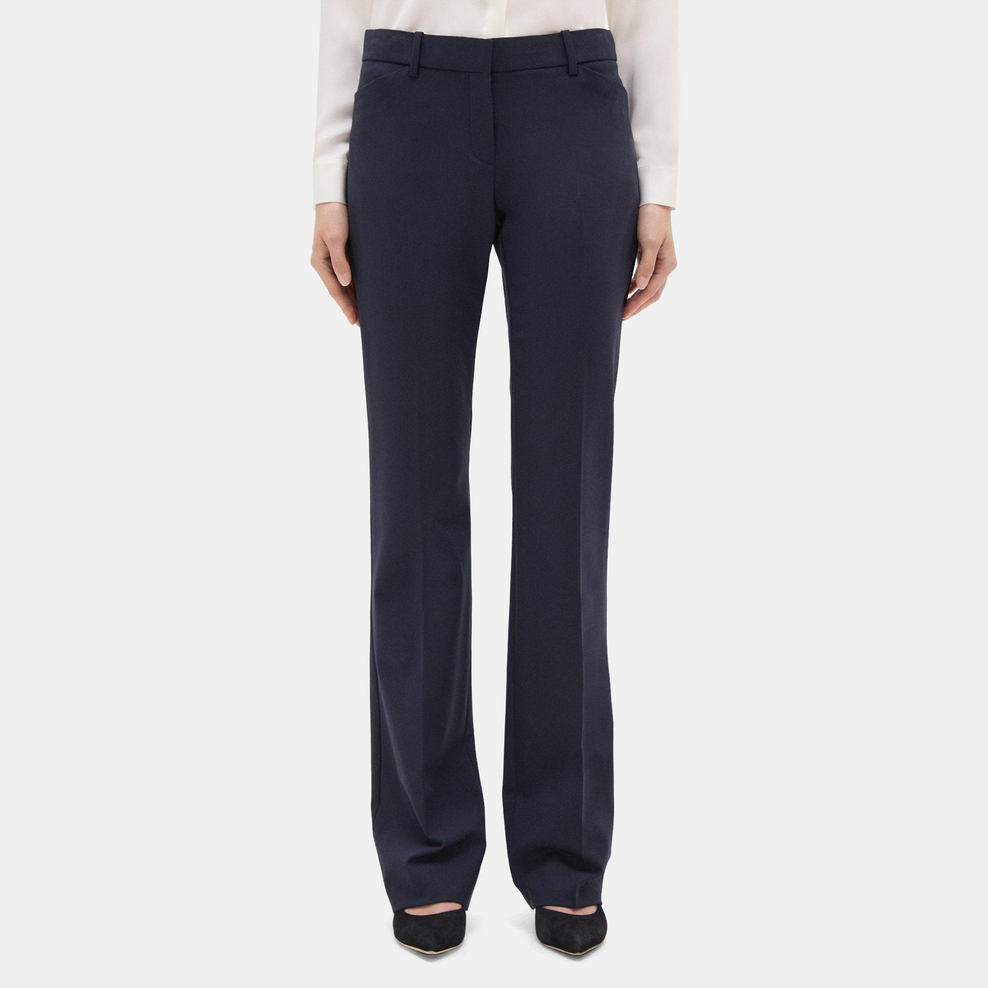 St John Black Stretch Wool Straight Leg Pants