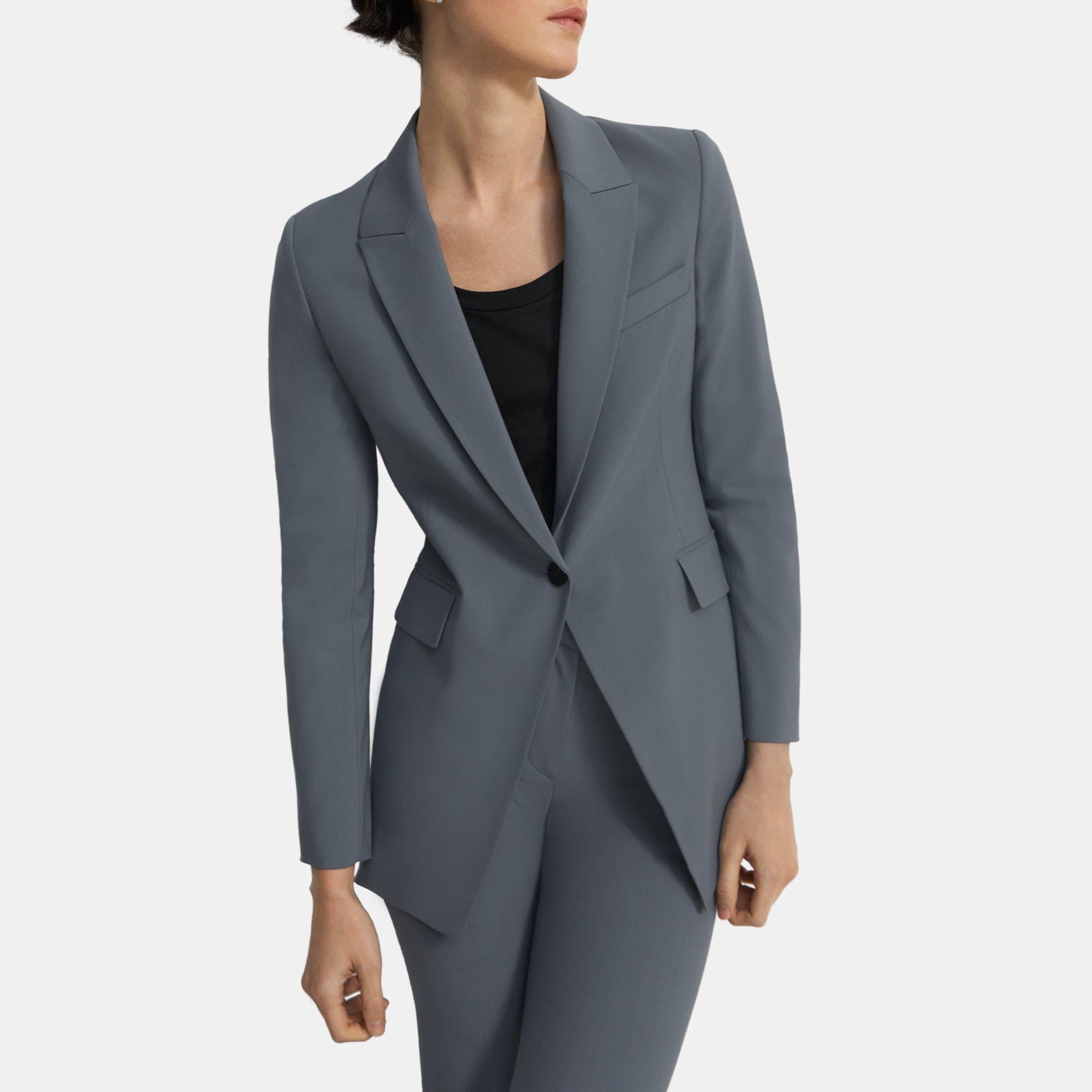 Theory Single-Breasted Blazer in Stretch Wool