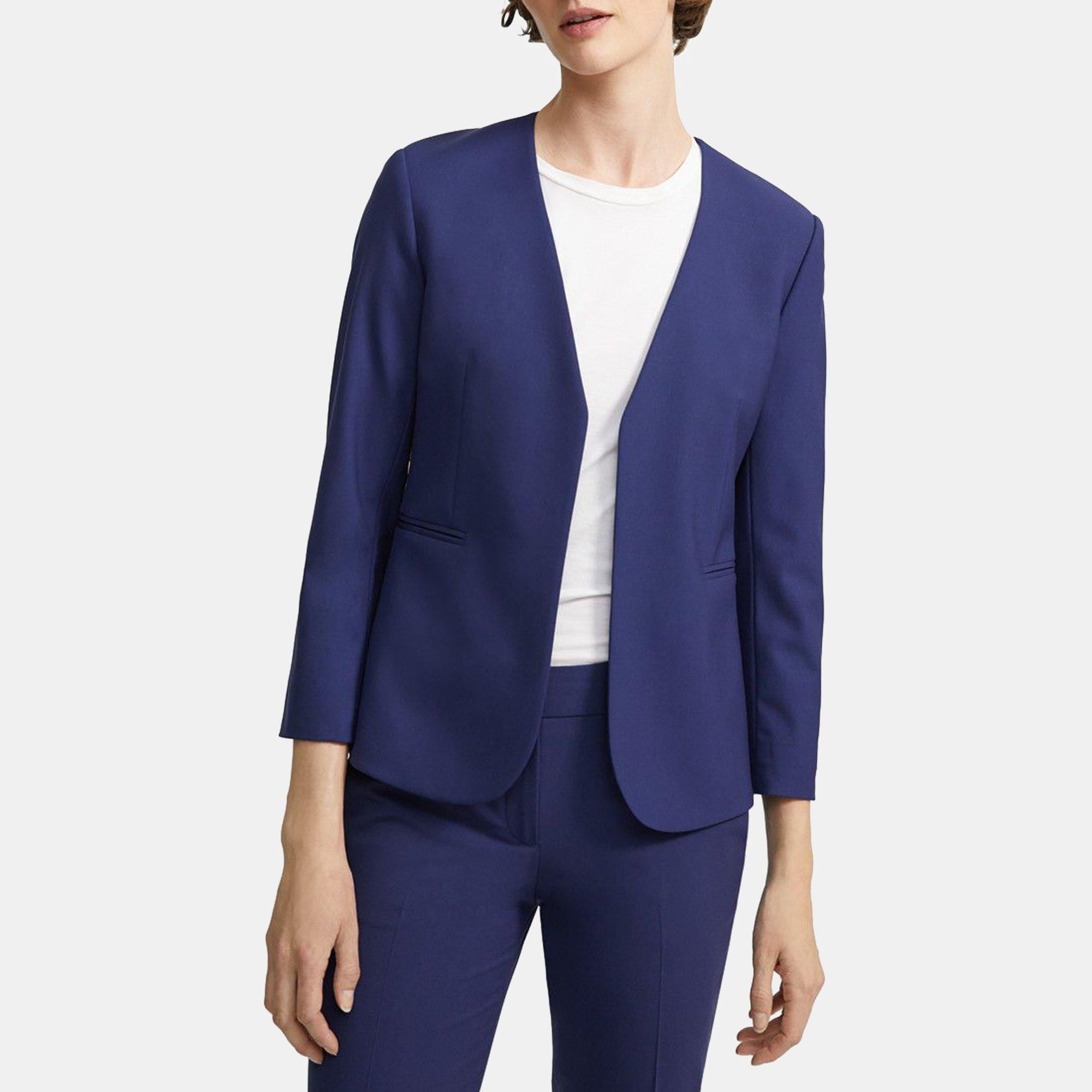 Stretch Wool Open Blazer