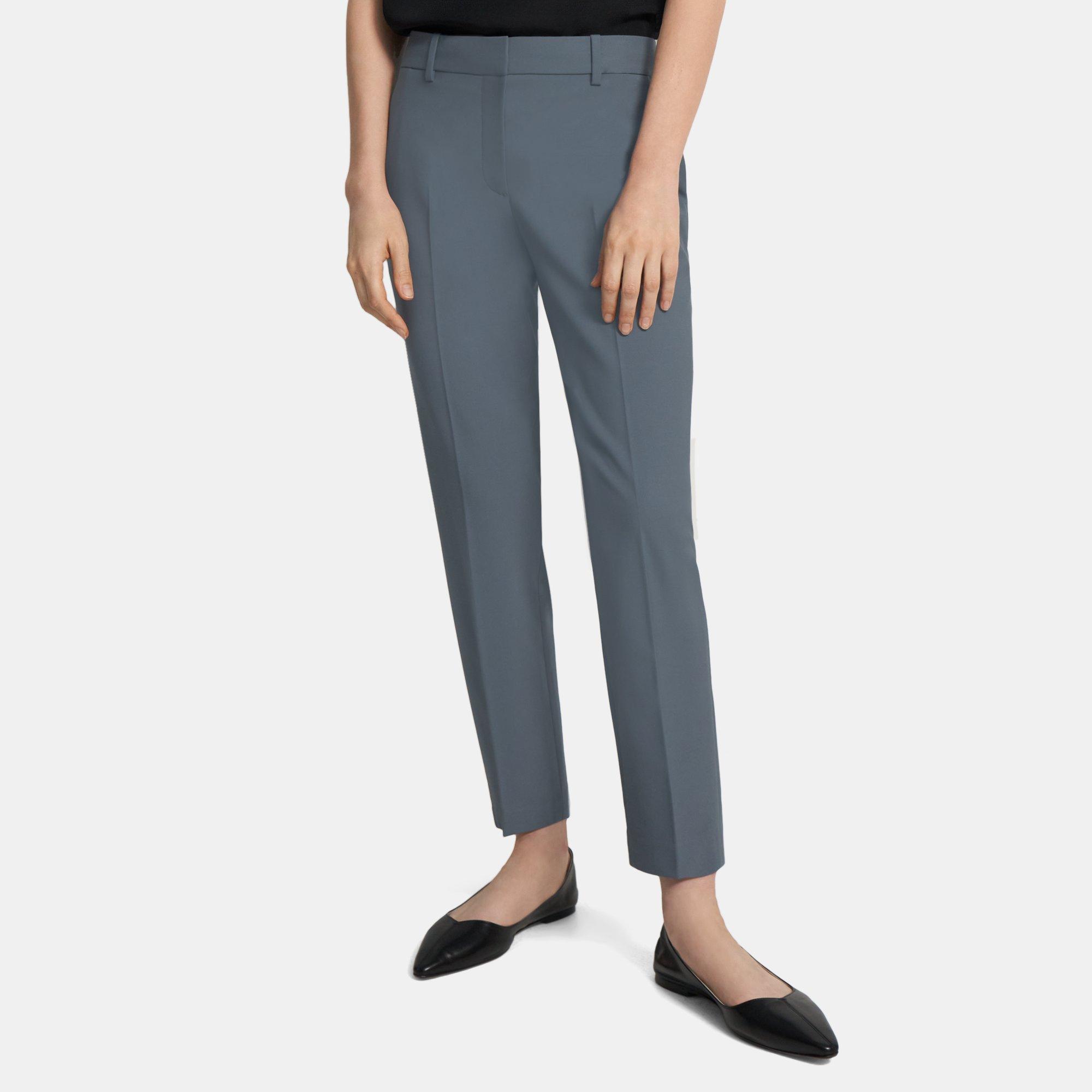 Blue Stretch Wool Slim Cropped Pant | Theory Outlet