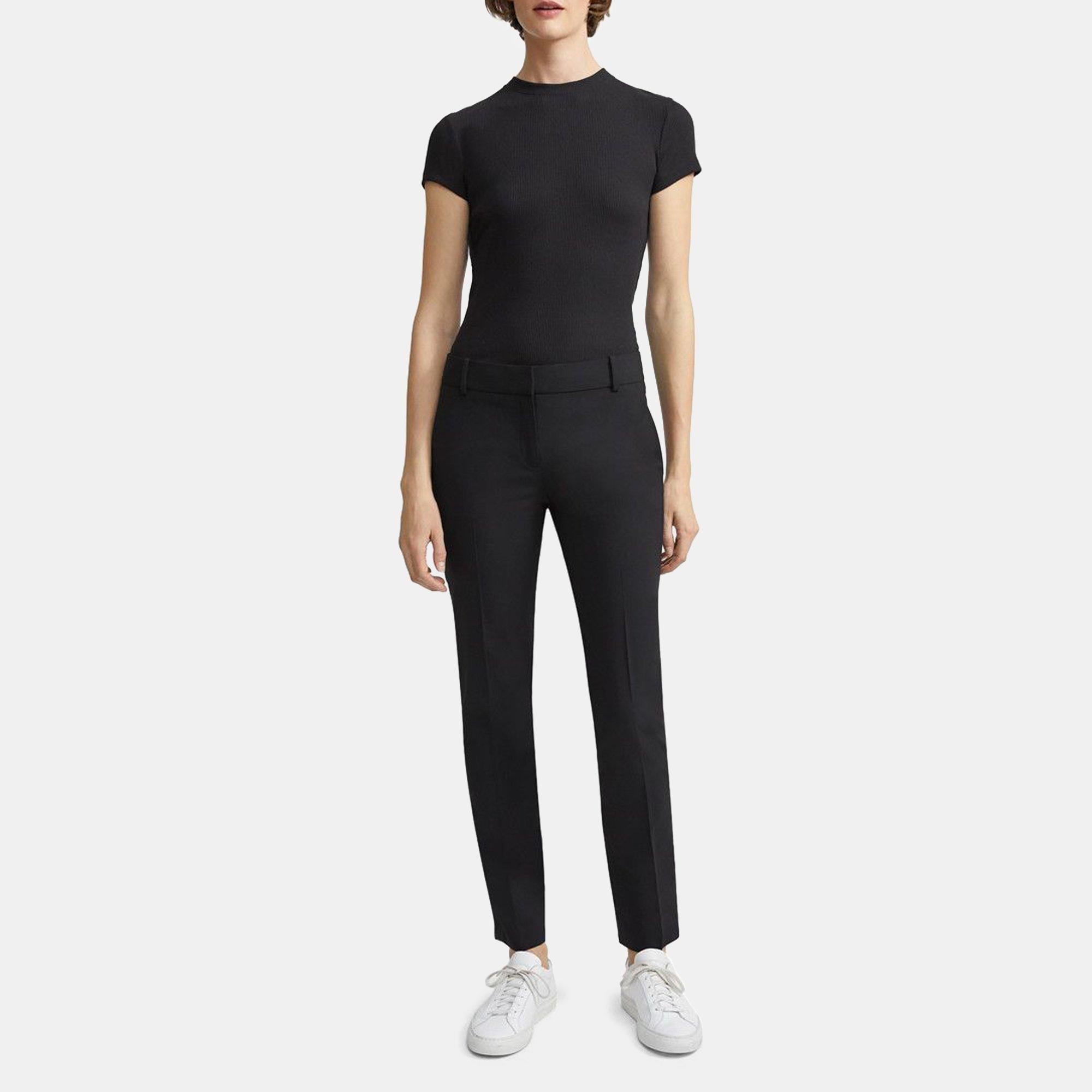 띠어리 Theory Straight Trouser in Stretch Wool,BLACK