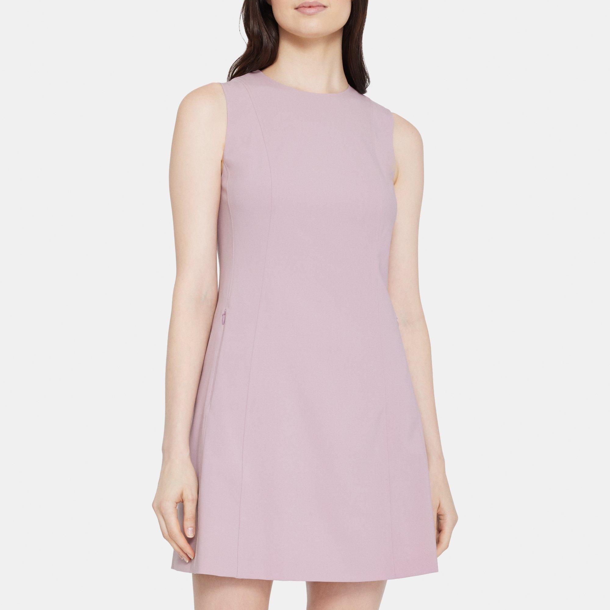 Sleeveless shift dress in wool with natural stretch