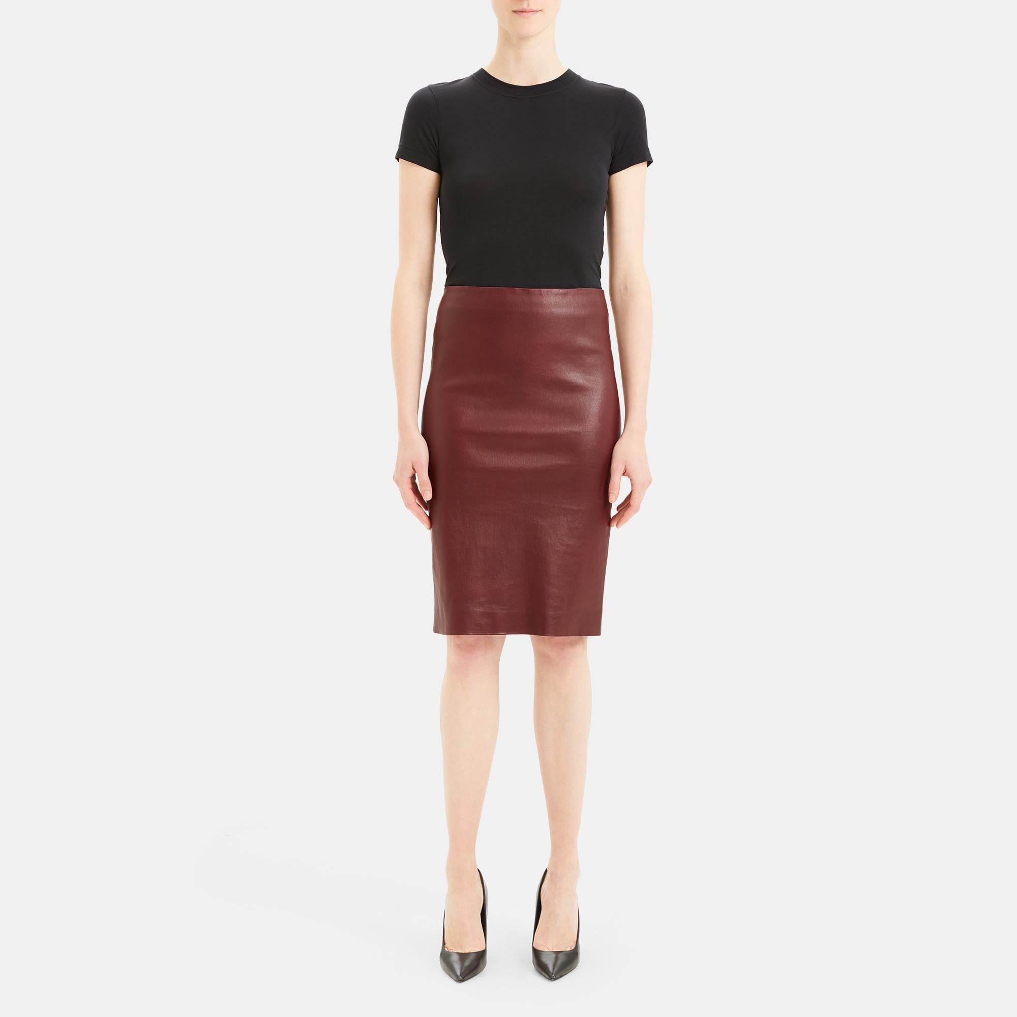 Burgundy leather 2025 skirt theory