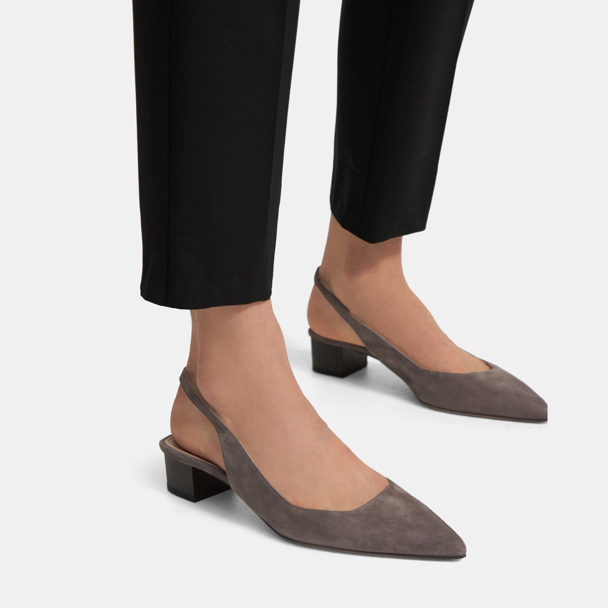 Suede Block Heel Slingback | Theory Outlet