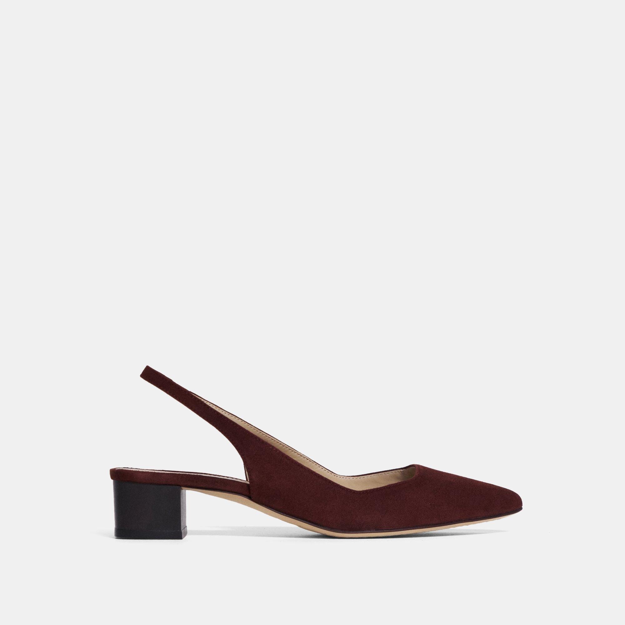 Theory Block Heel Slingback in Suede