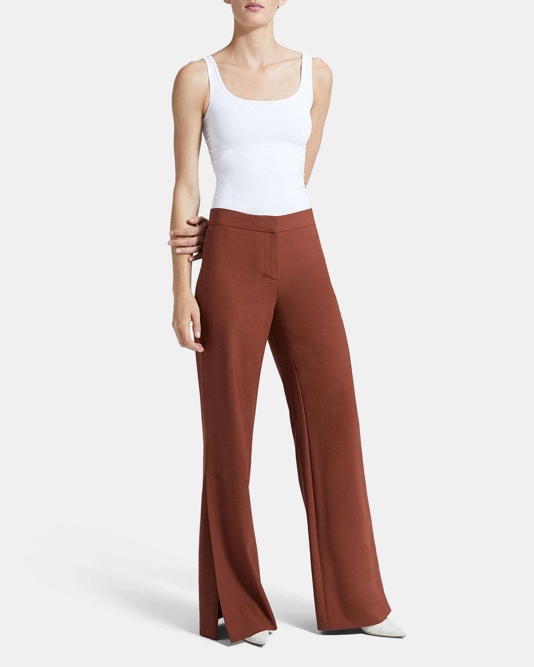 Theory Outlet Official Site | High Slit Pant in Stretch Wool