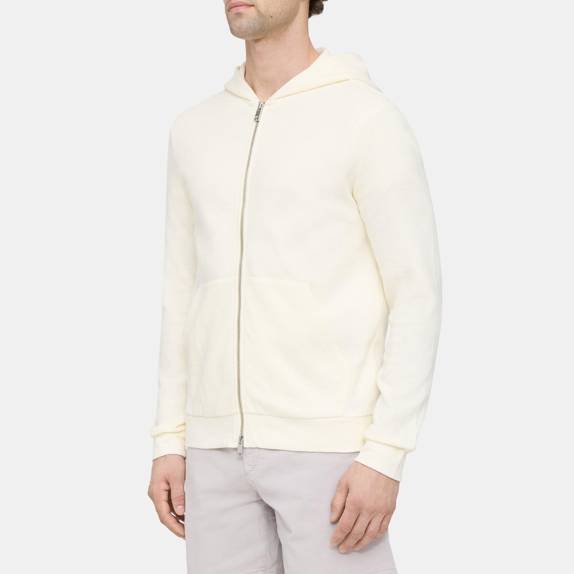 Waffle Knit Cotton Zip Up Hoodie | Theory Outlet