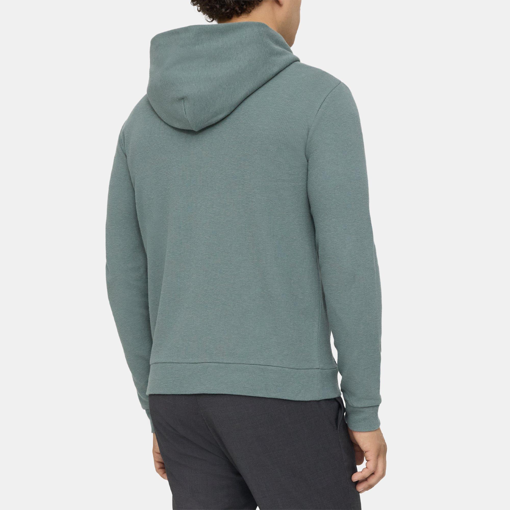 Zip Up Hoodie in Waffle Knit Cotton