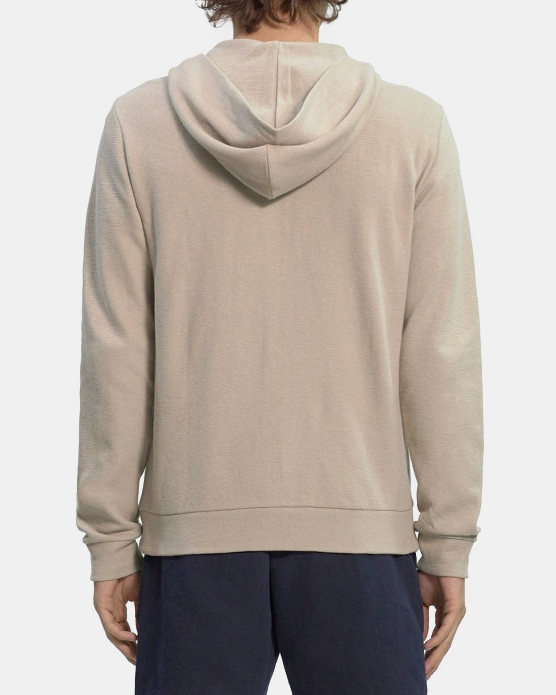 Zip Up Hoodie in Waffle Knit Cotton