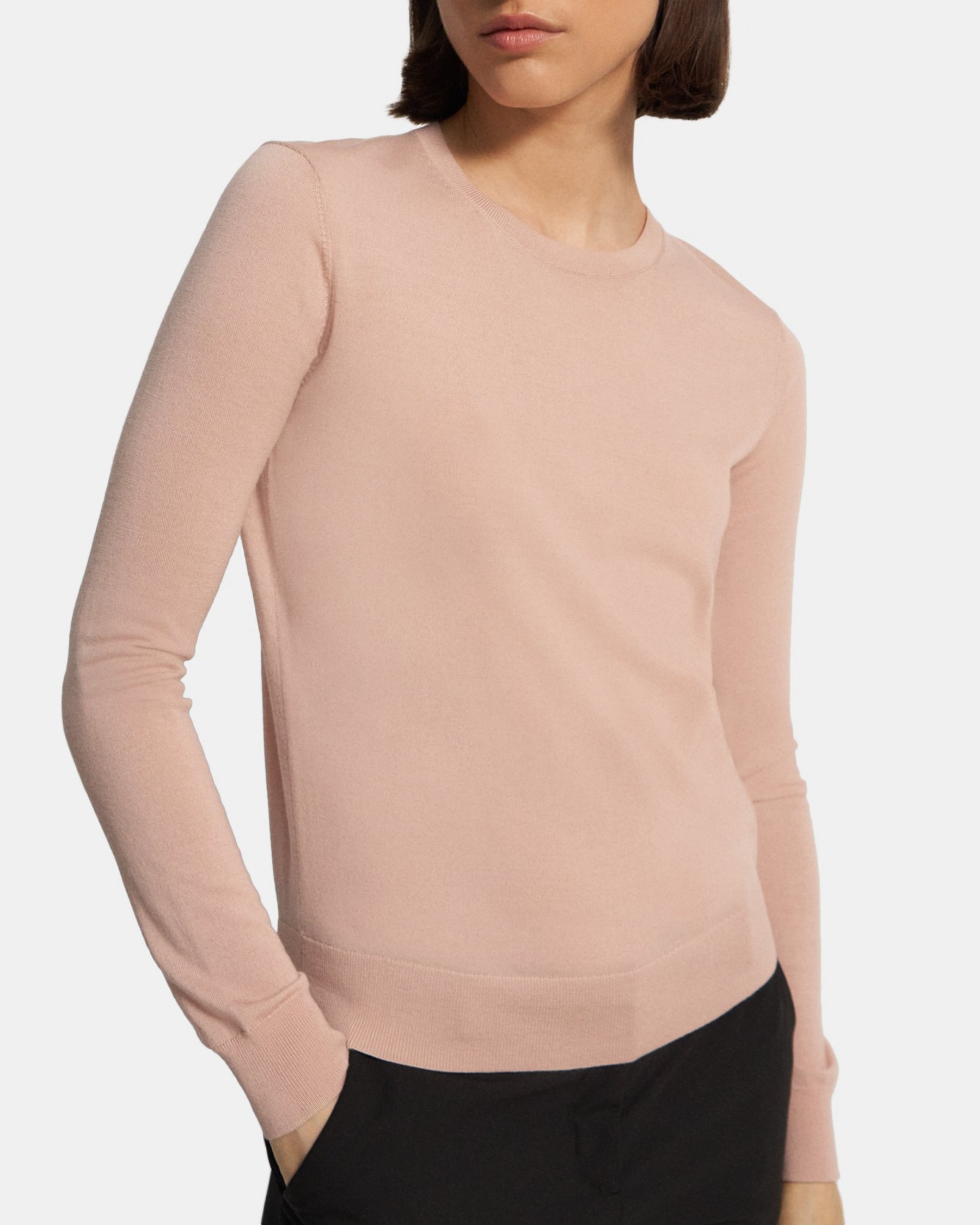 띠어리 Theory Crewneck Sweater in Merino Wool,PINK SALT
