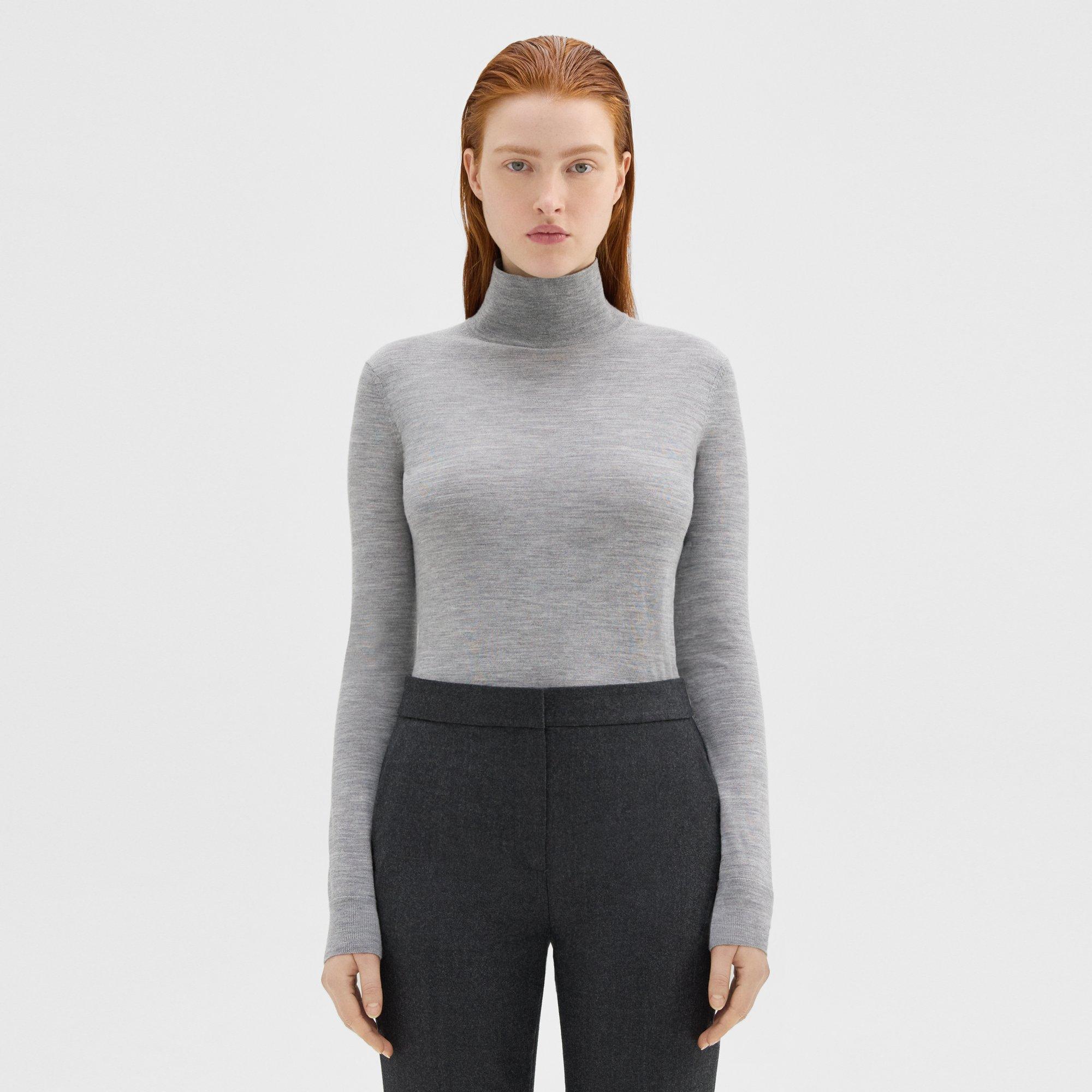 Grey Regal Wool Turtleneck Sweater | Theory