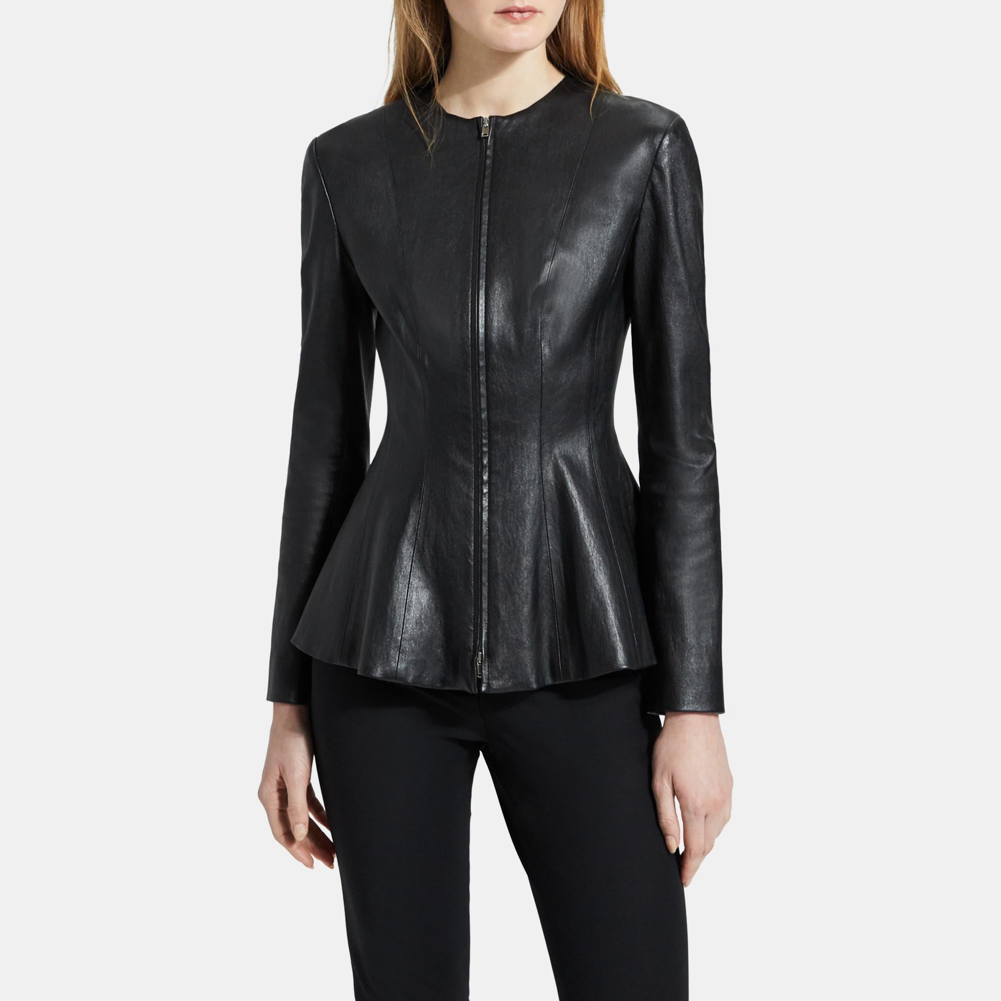 Theory peplum leather on sale jacket