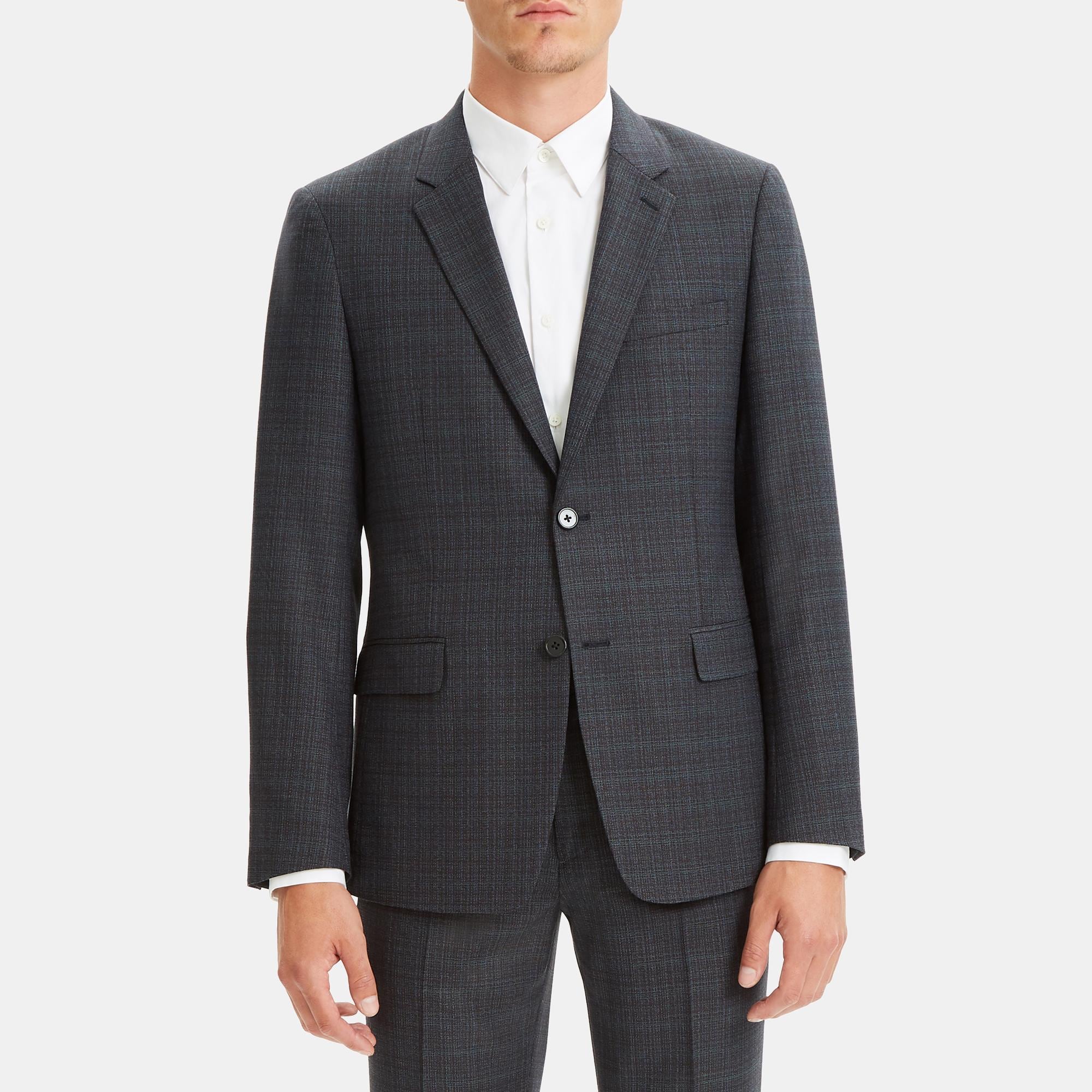 Theory Slim-Fit Blazer in Wool Plaid