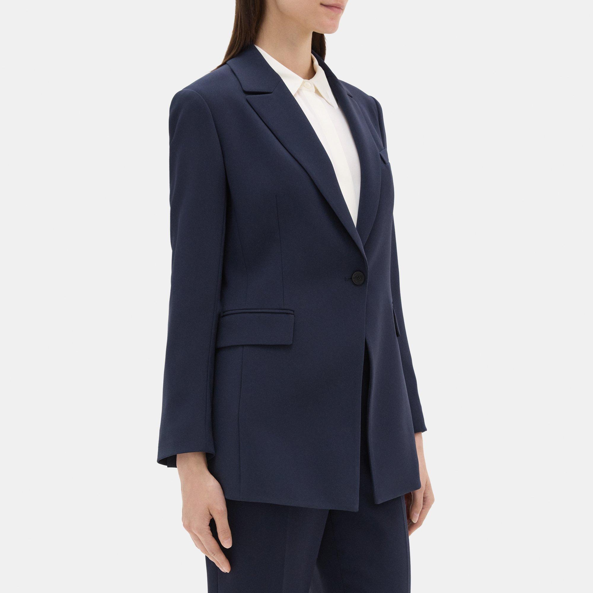 띠어리 Theory Single-Breasted Blazer in Crepe,NEW NAVY