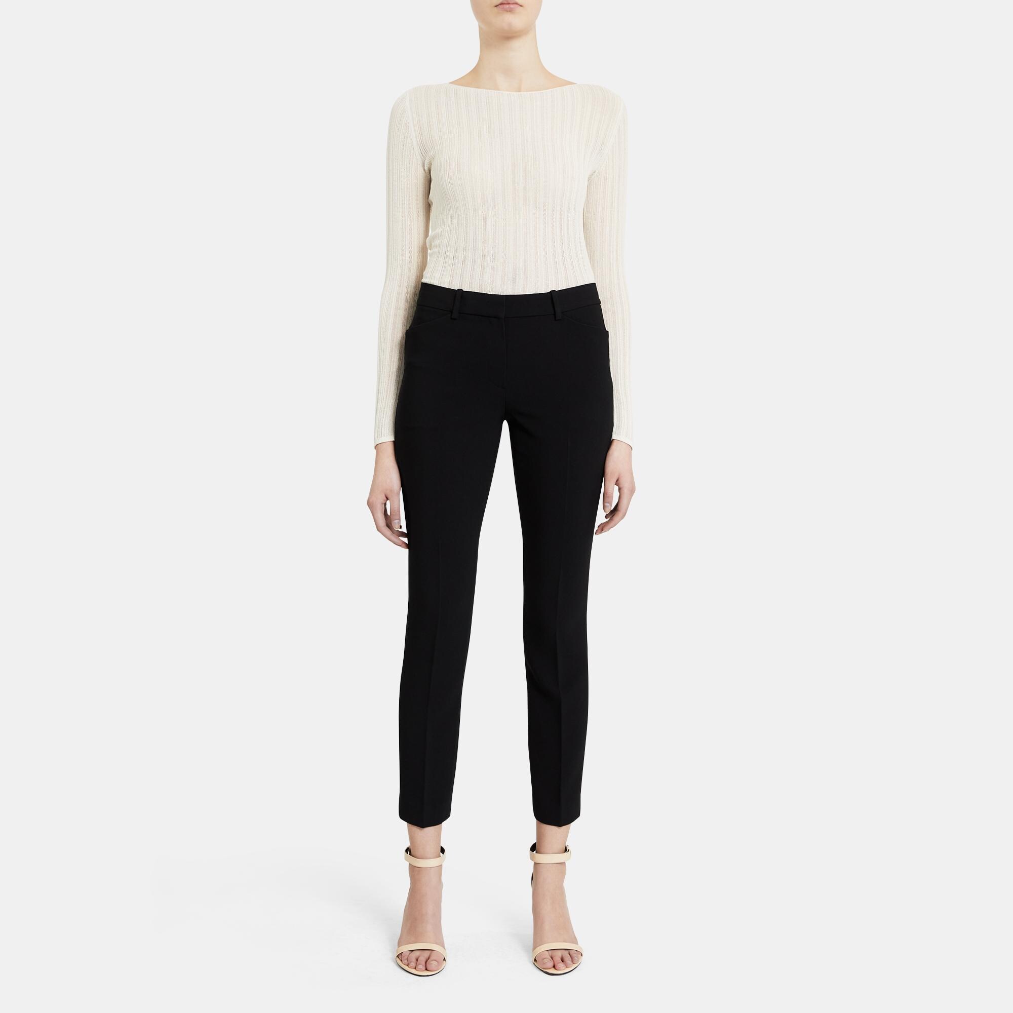 Slim Pant In Crepe - Theory Outlet Official Site