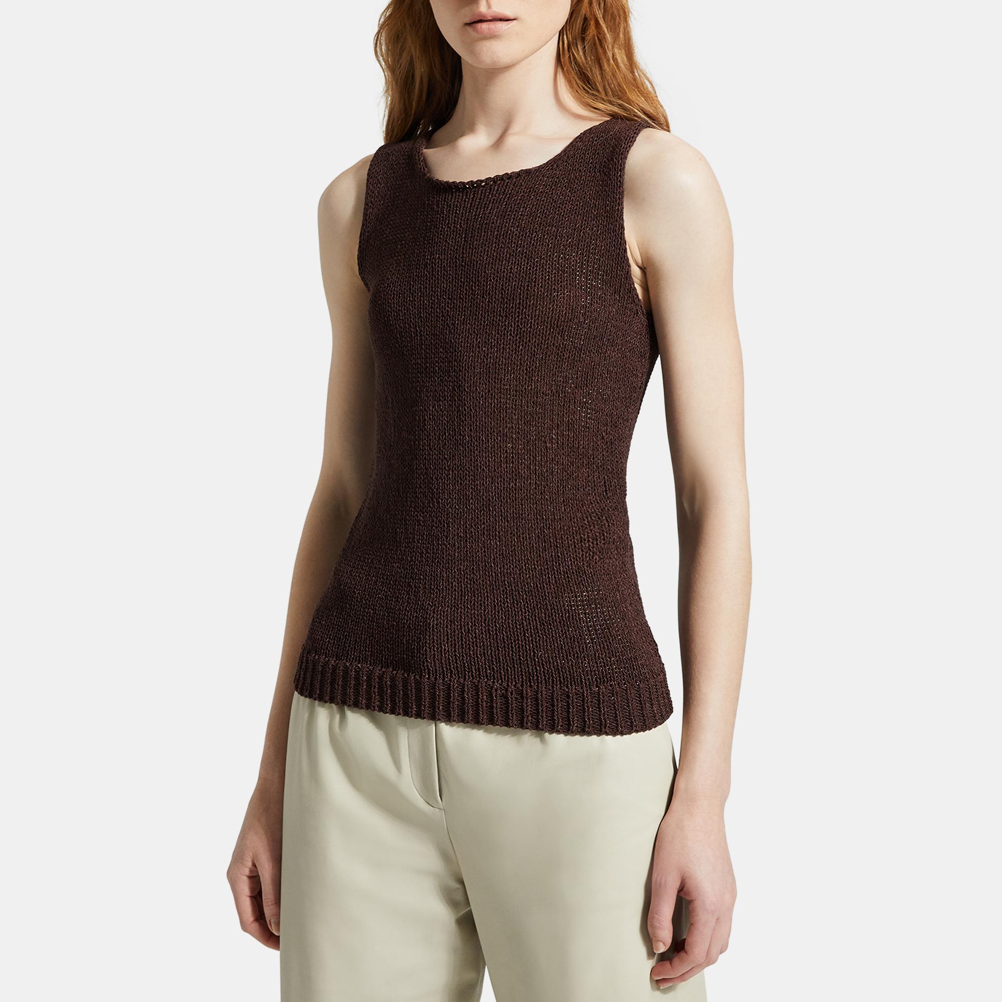 띠어리 Theory Shell Top in Cotton Nylon,DARK BROWN