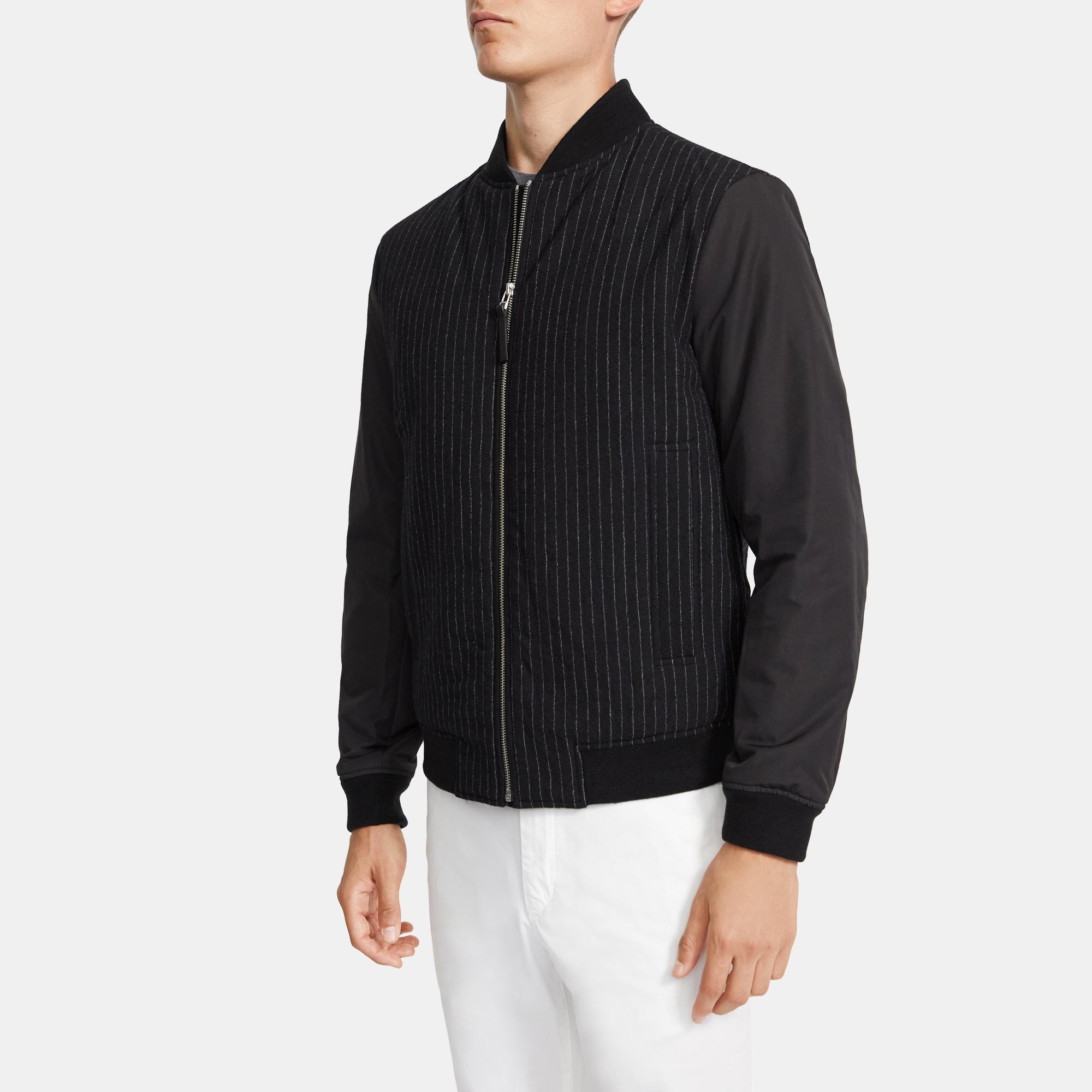 Theory Outlet Official Site | Brenton Bomber Jacket in Pinstripe Wool