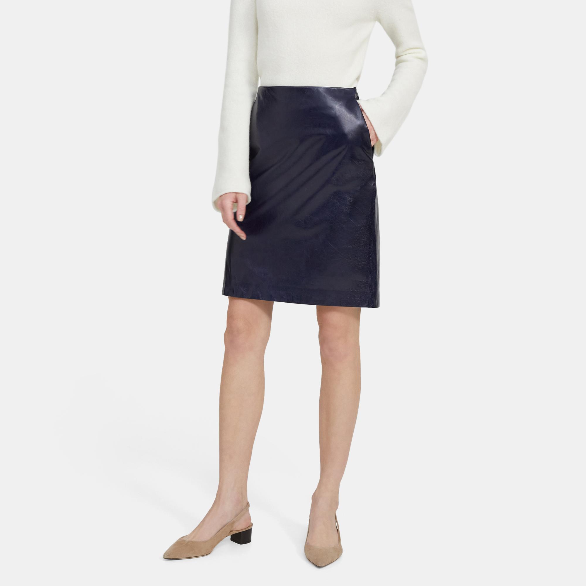 Theory Clean Pencil Skirt in Leather