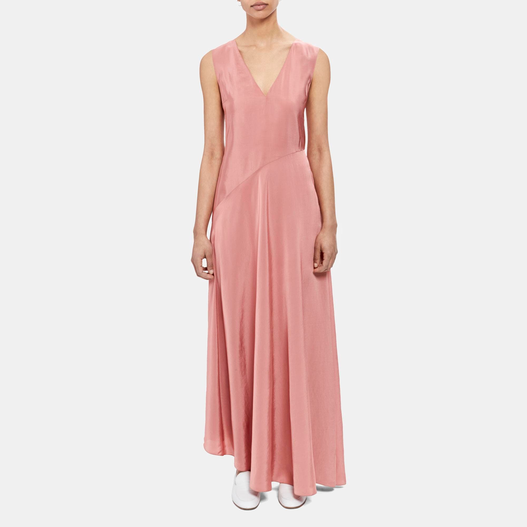 Theory draped silk 2025 maxi dress