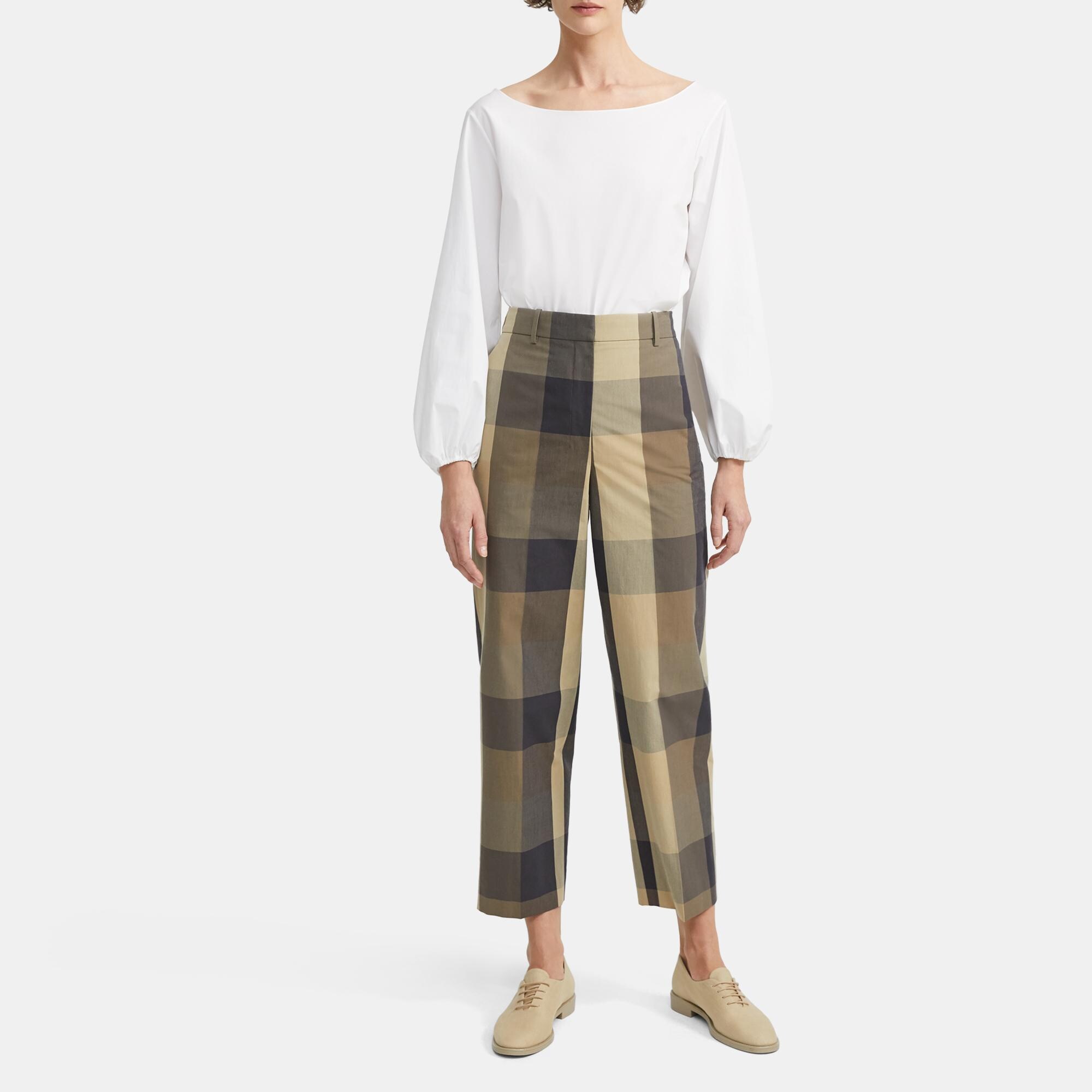 Theory straight clearance plaid pants