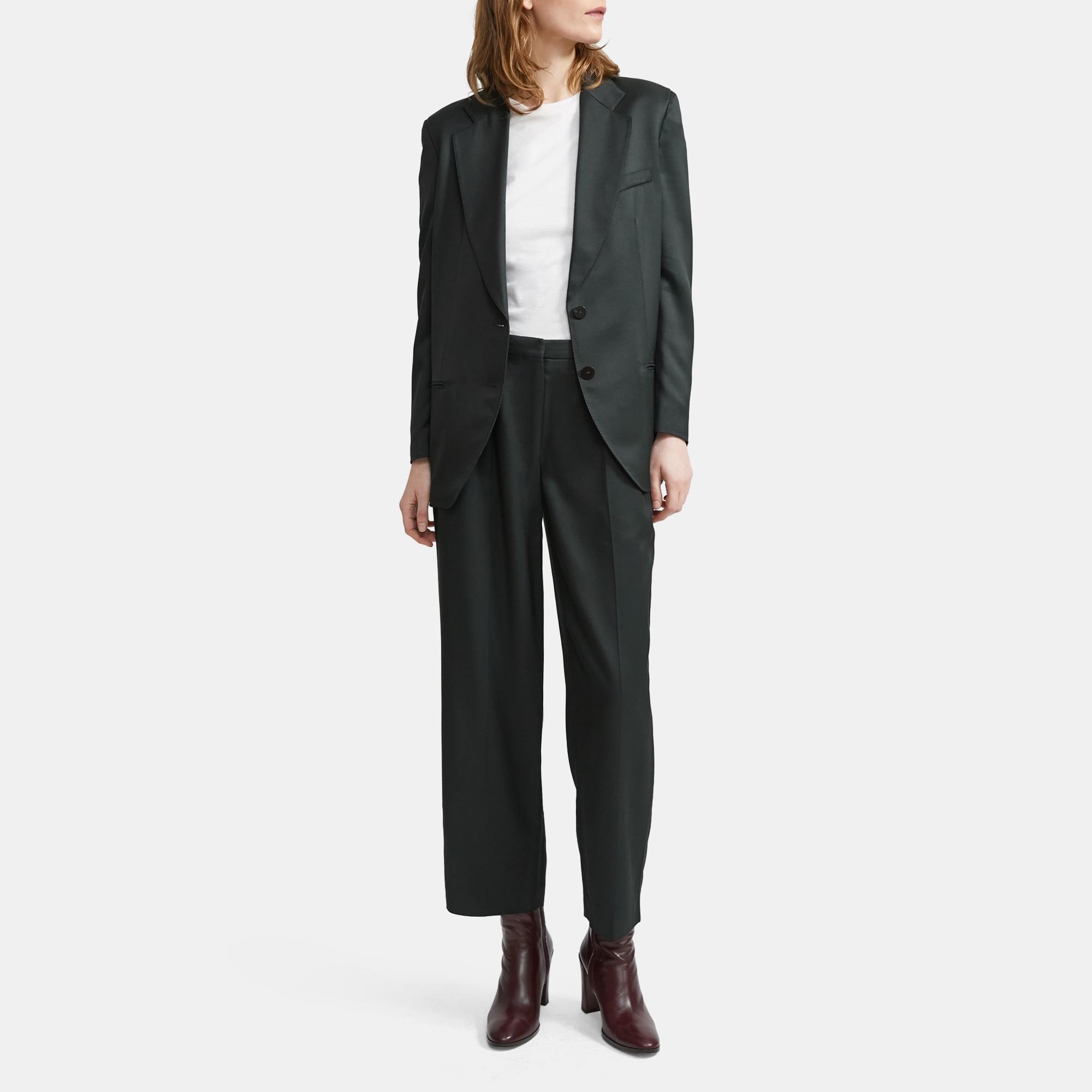 Theory Cropped Trouser in Sleek Twill
