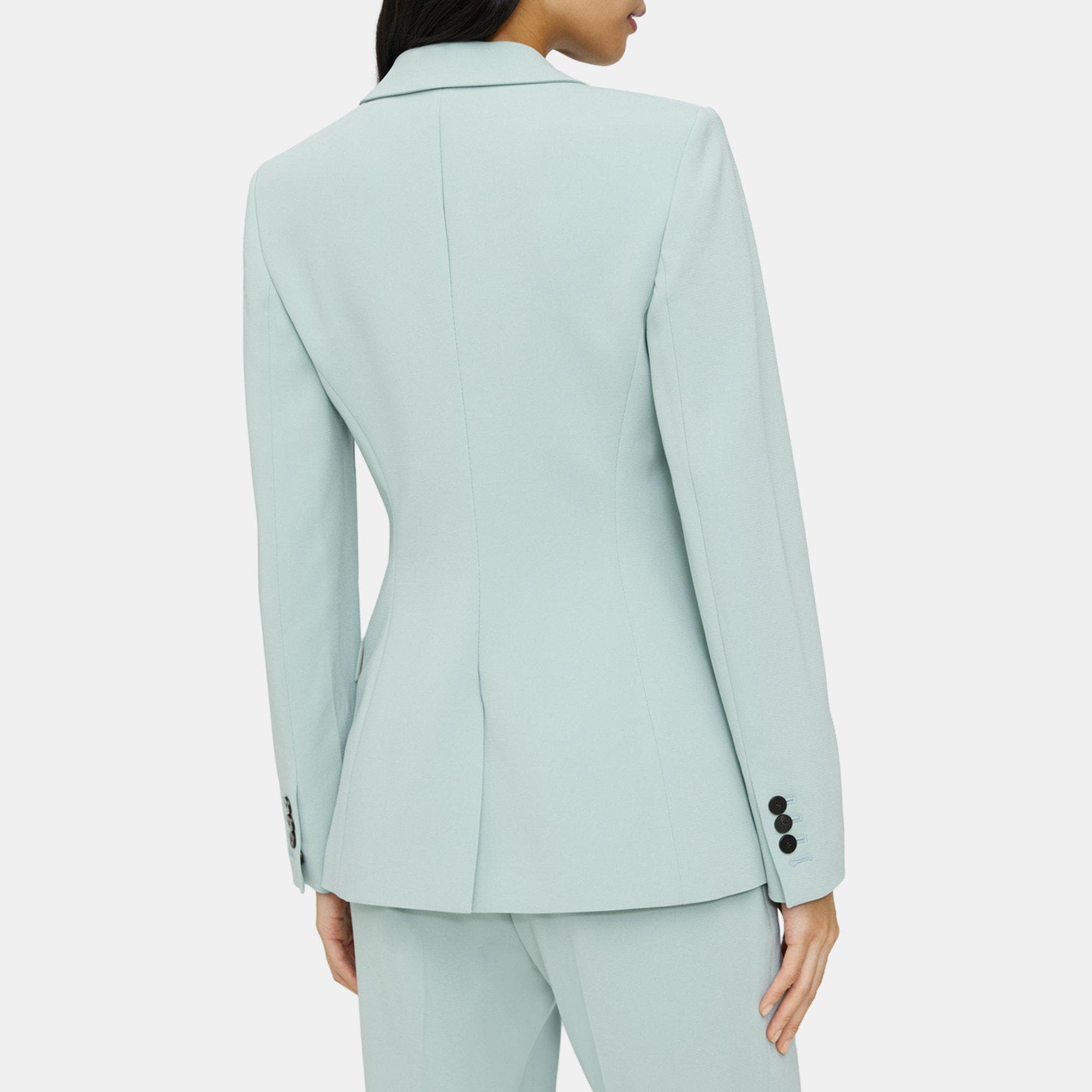 Green Crepe Staple Blazer | Theory Outlet