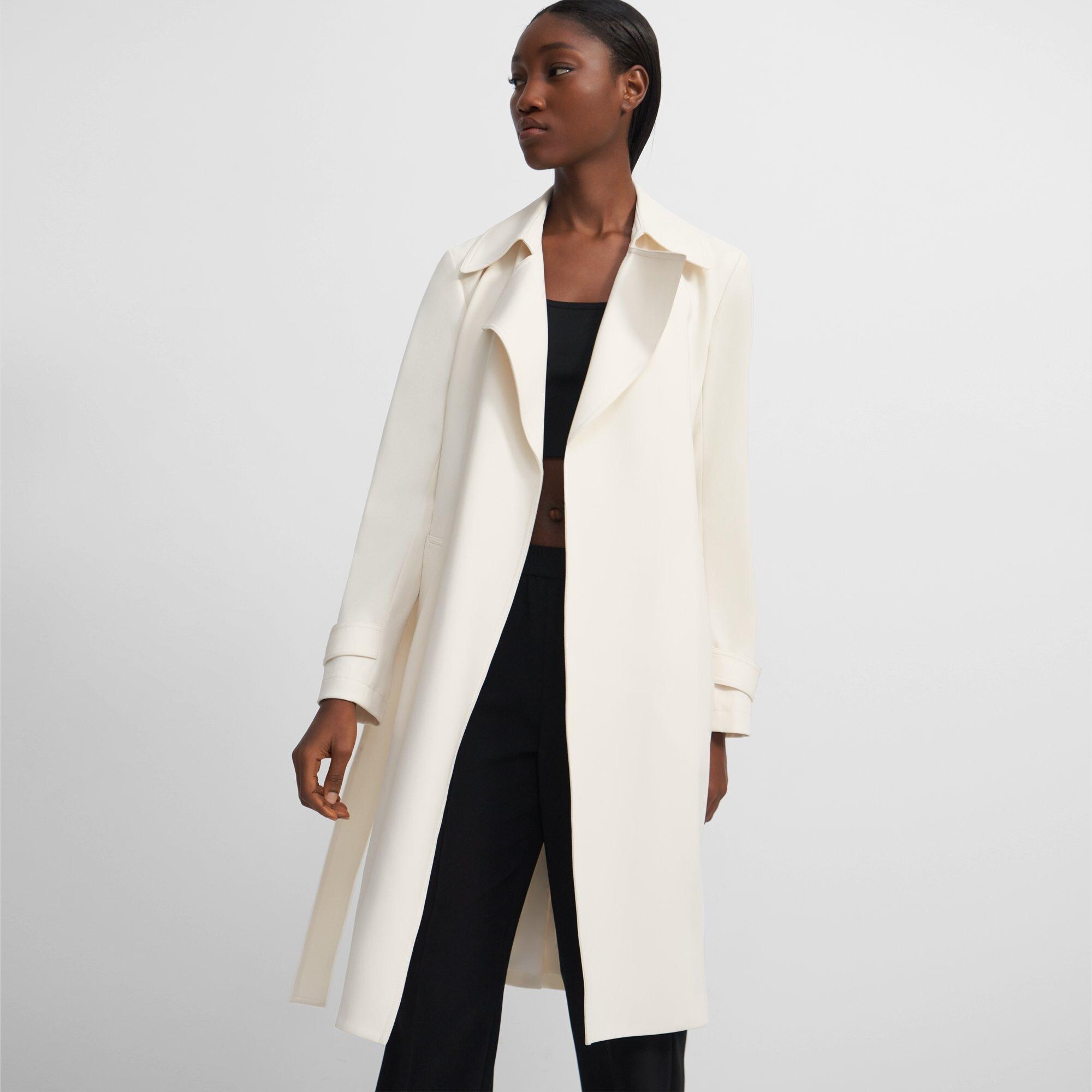 White Admiral Crepe Oaklane Trench Coat | Theory