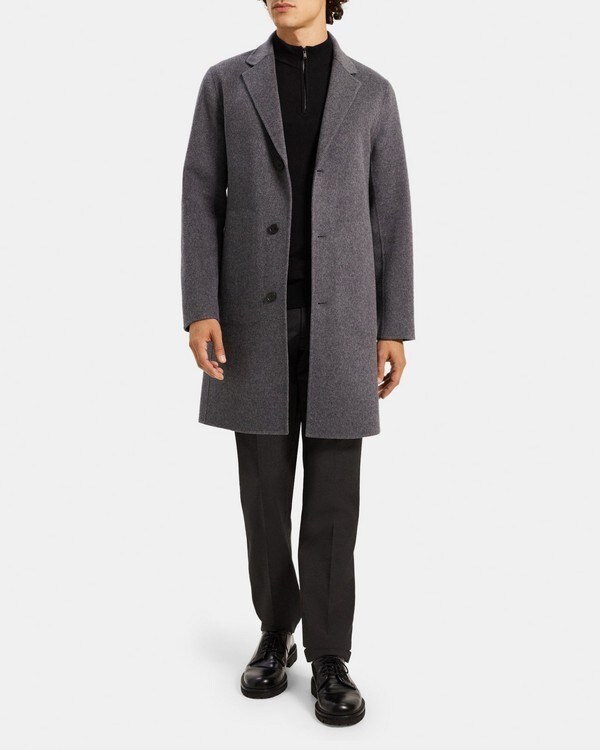 띠어리 Theory Tailored Coat in Double-Face Wool-Cashmere,DARK GREY MELANGE