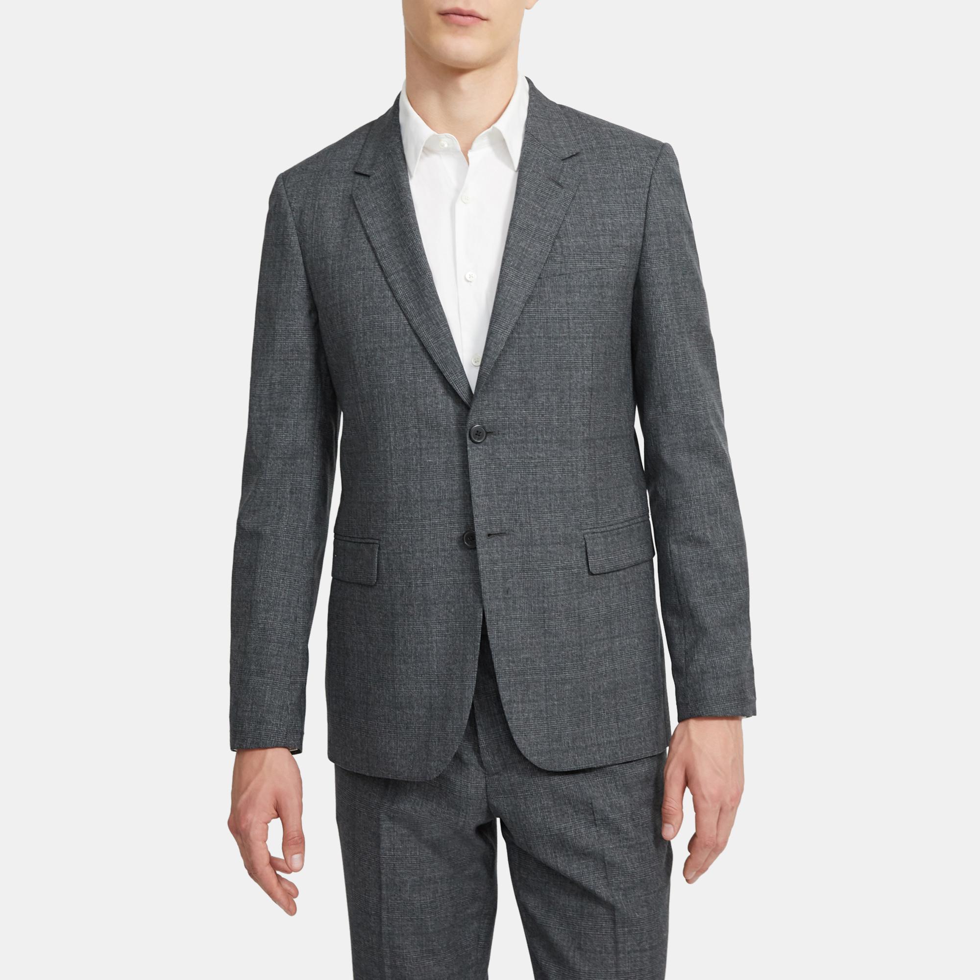 Theory Structured Blazer in Glen Plaid Wool