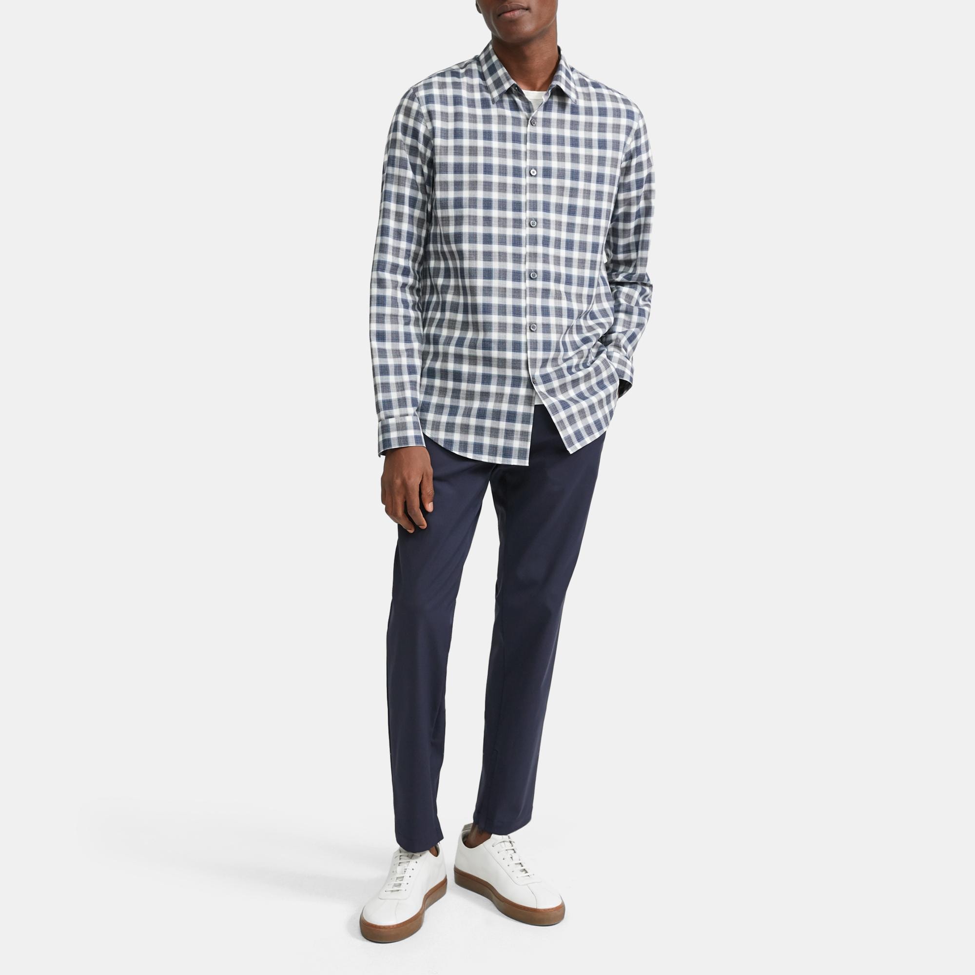 Theory Standard-Fit Shirt in Check Cotton