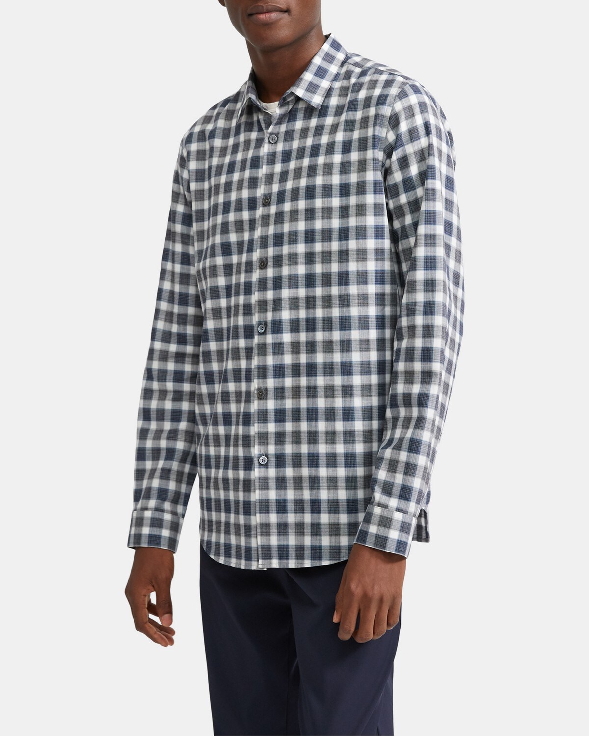 Standard-Fit Shirt in Check Cotton - Theory Outlet Official Site