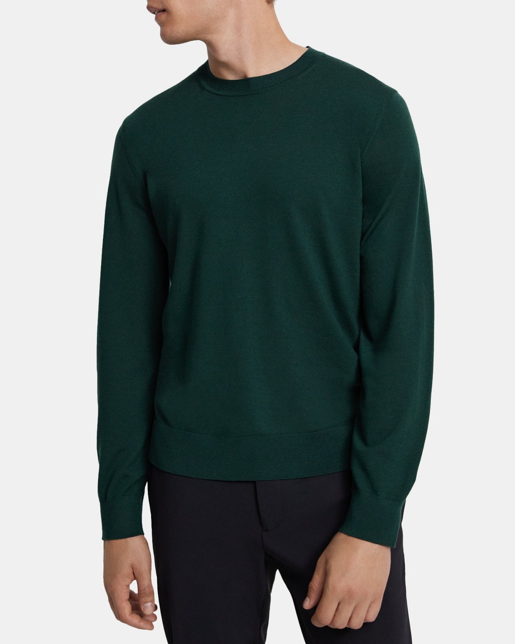 띠어리 Theory Crewneck Sweater in Merino Wool,PINE