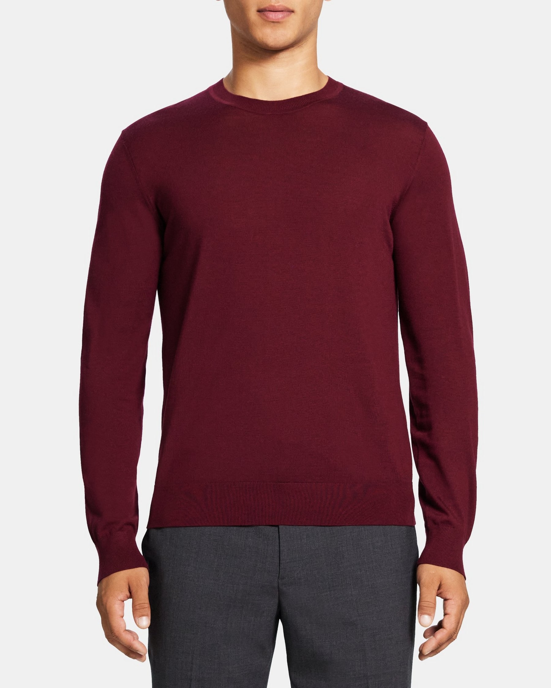 띠어리 Theory Crewneck Sweater in Merino Wool,WINE
