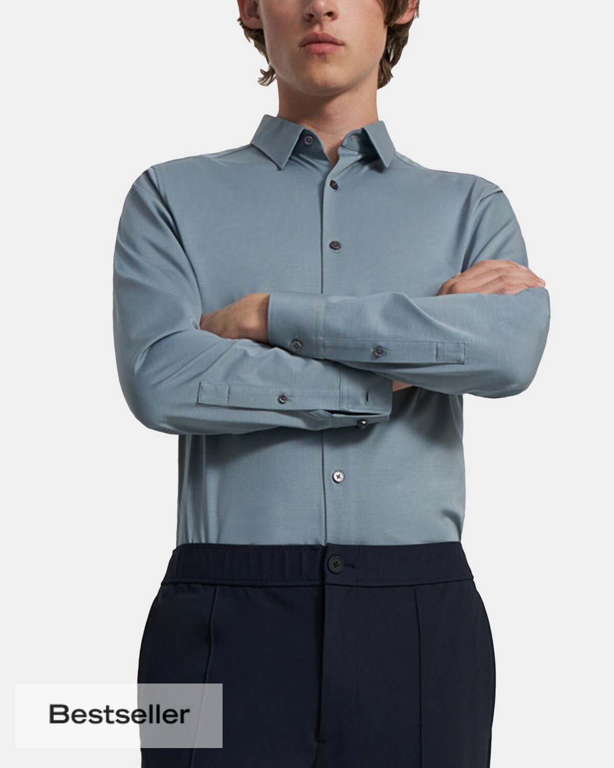 띠어리 맨 테일러드 셔츠 Theory Tailored Shirt in Structured Knit,TROOPER