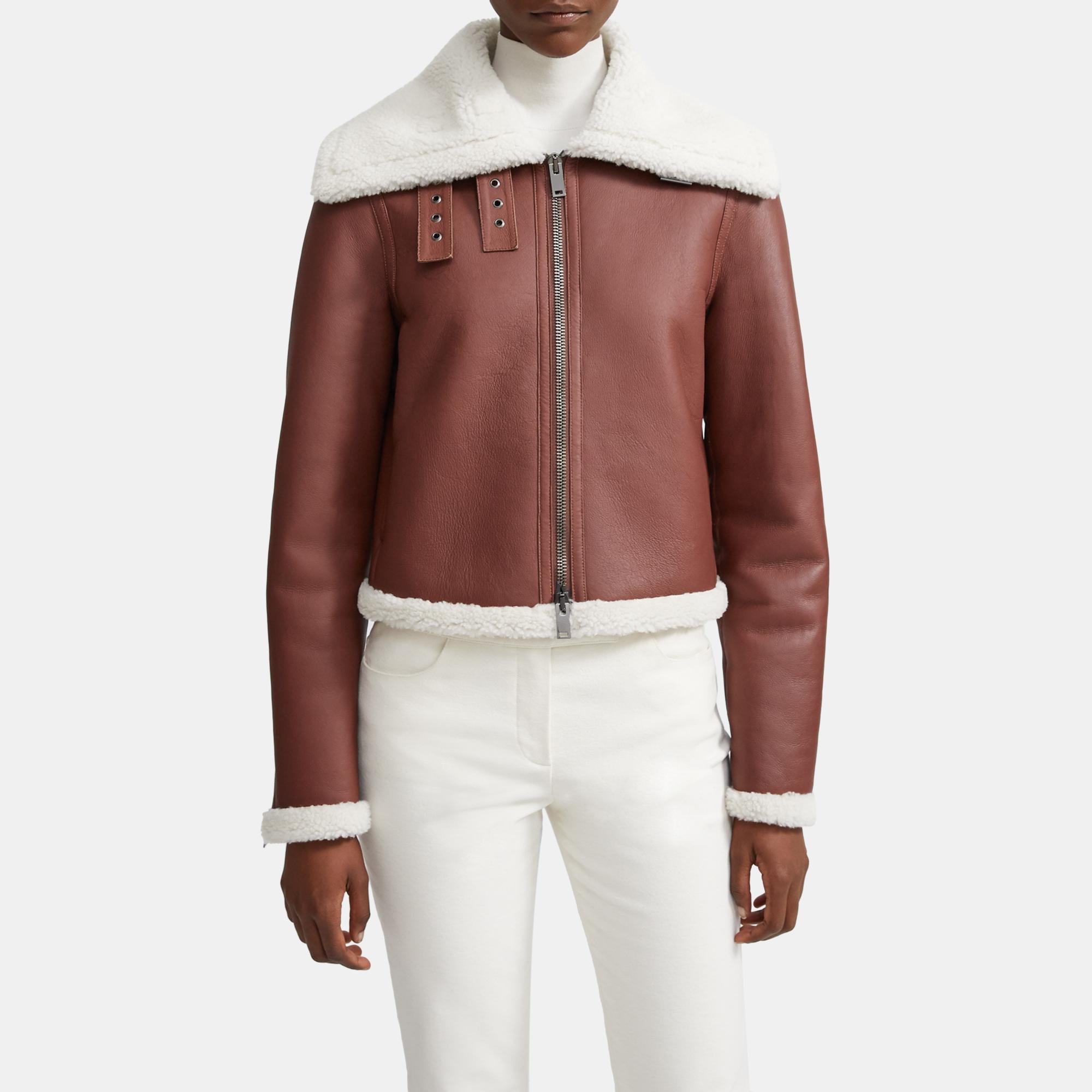 Moto Jacket in Shearling - Theory Outlet Official Site