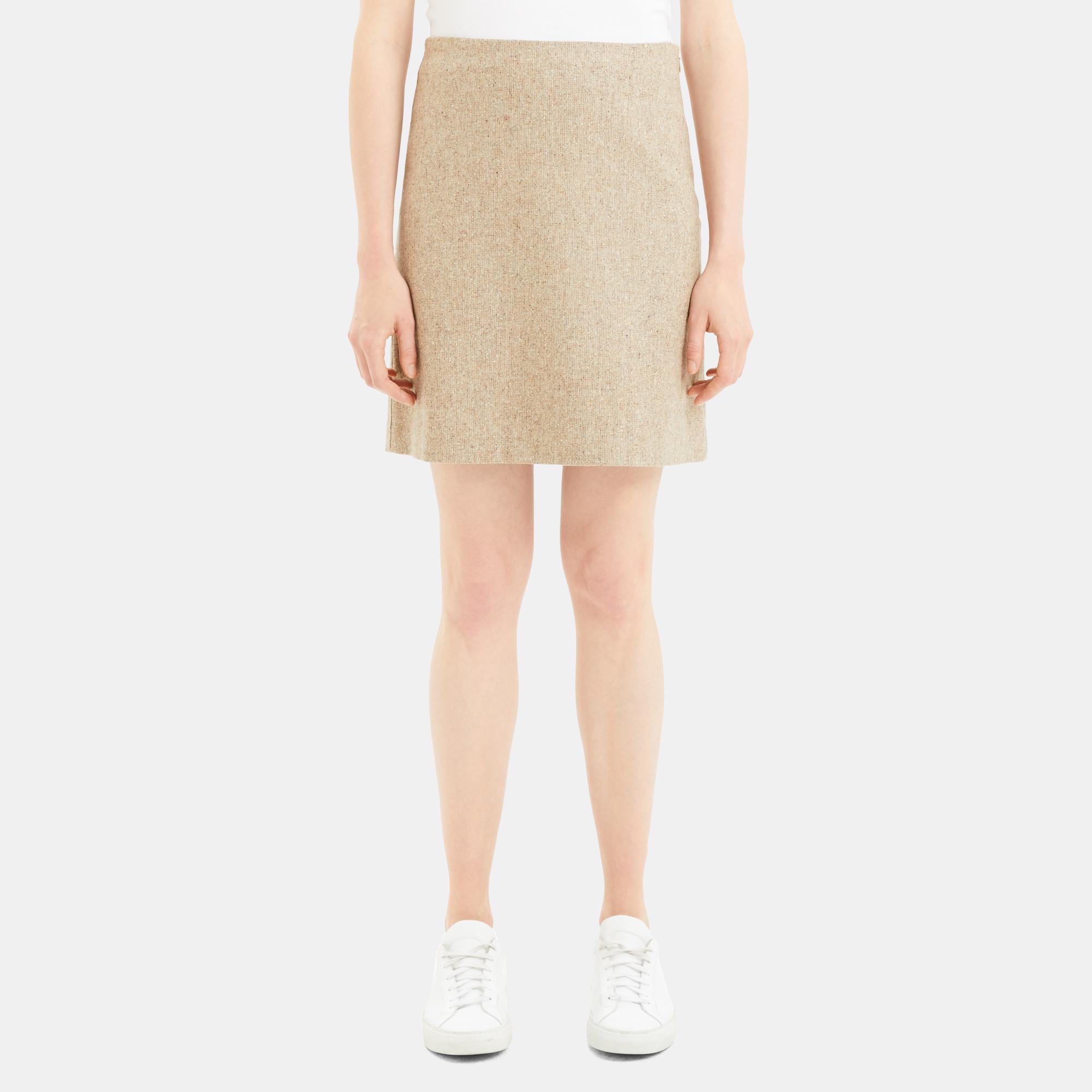 Theory Outlet Official Site | Easy Waist Skirt in Speckled Wool