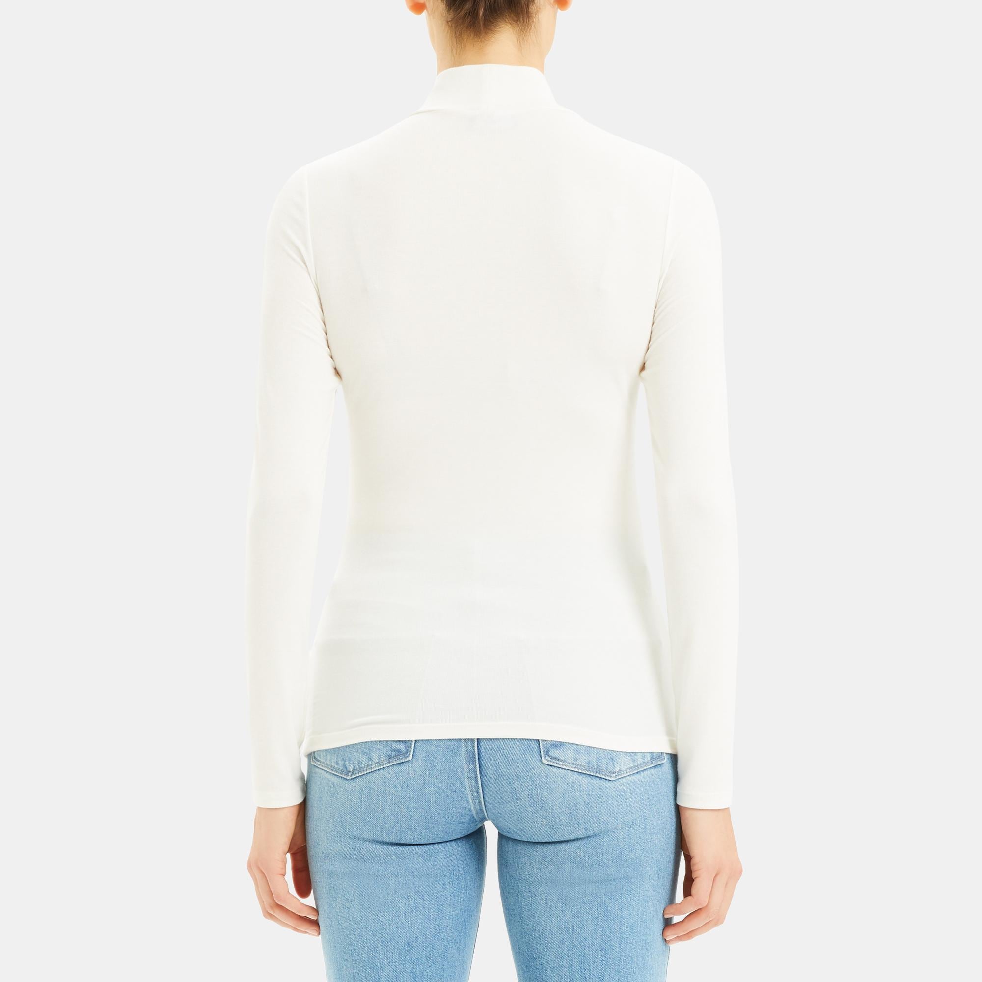 Theory Outlet Official Site | Turtleneck Top in Ribbed Viscose