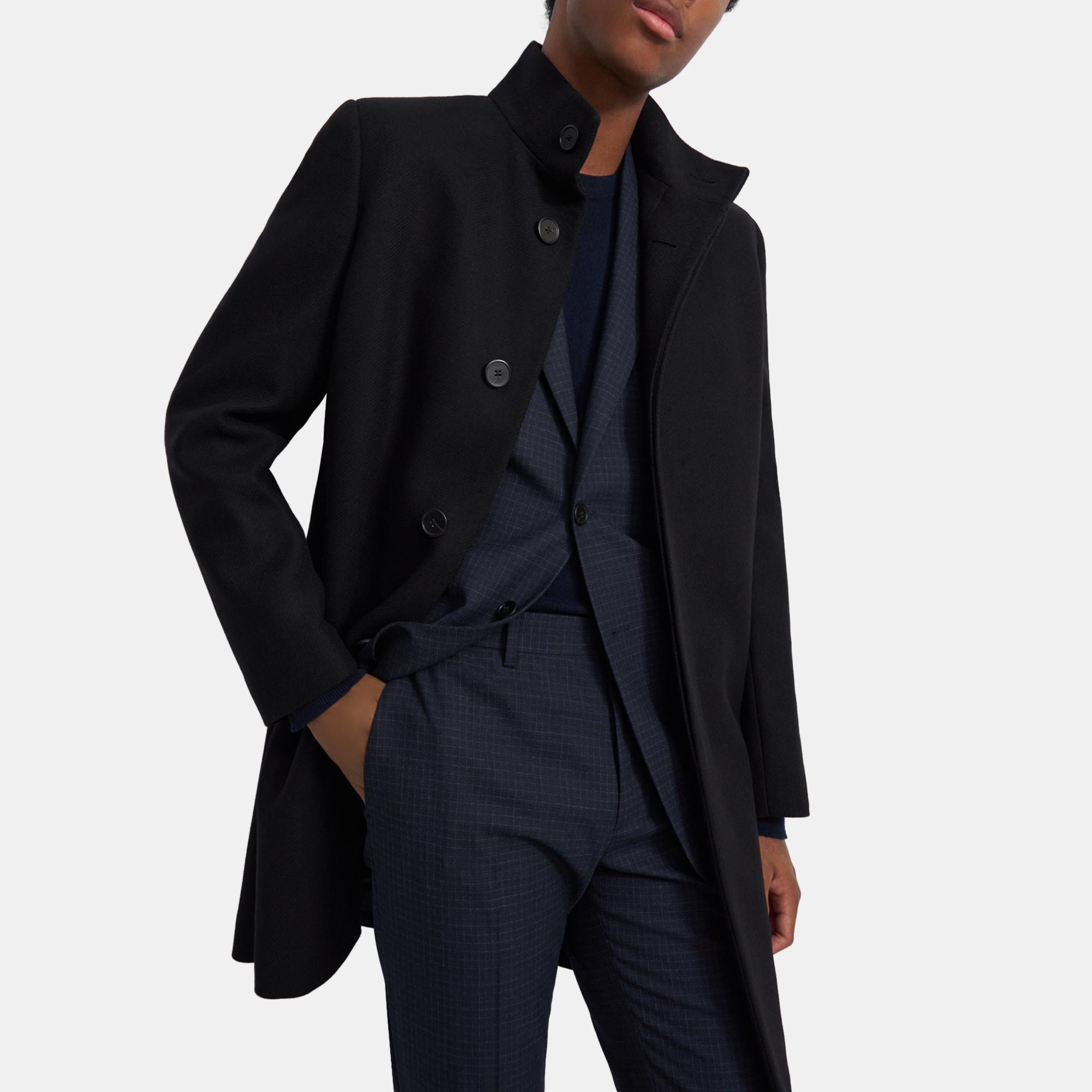 Wool Melton Single-Breasted Coat | Theory Outlet