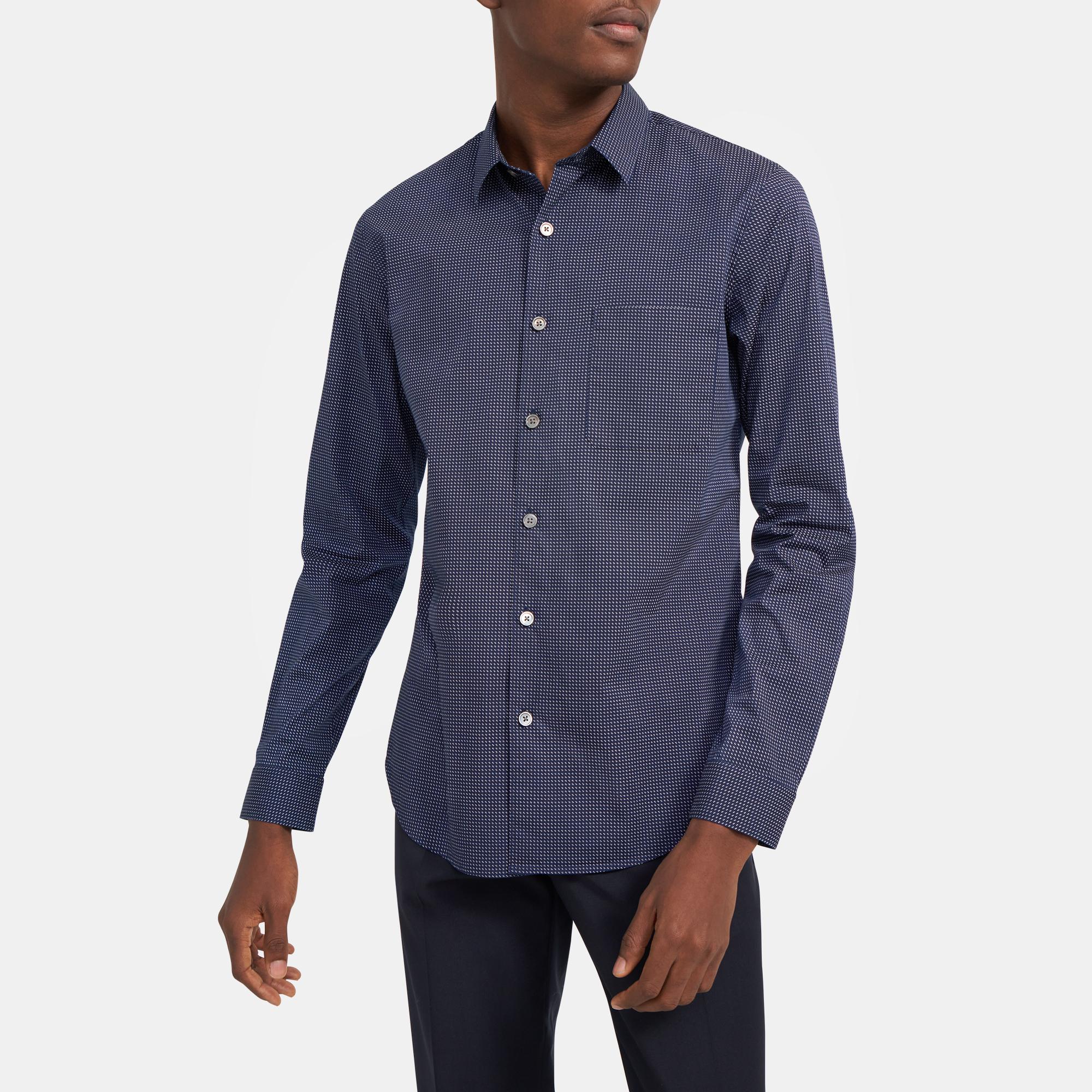 Theory Long-Sleeve Shirt in Dot Print Cotton