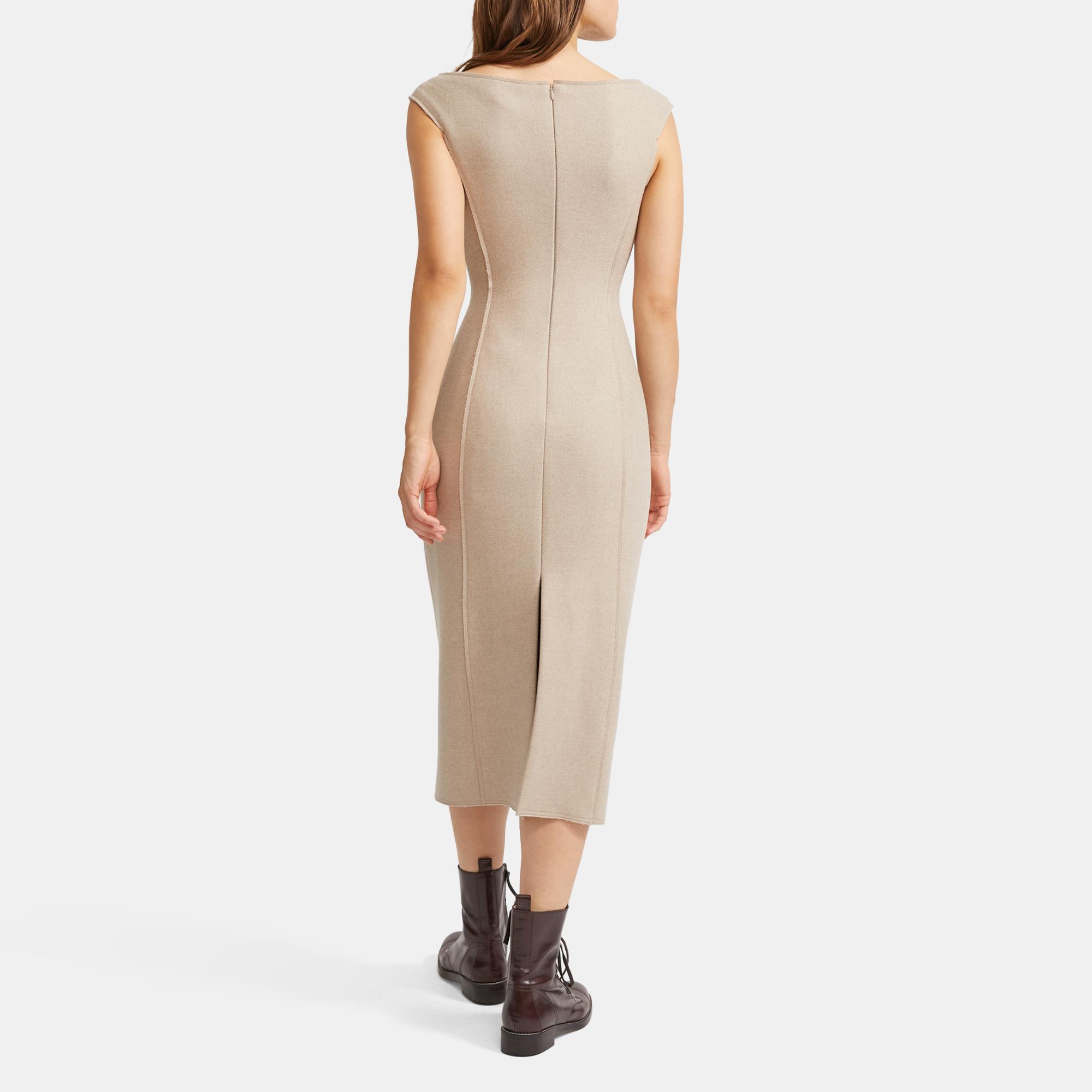 Theory Outlet Official Site | Off The Shoulder Dress in Wool Twill