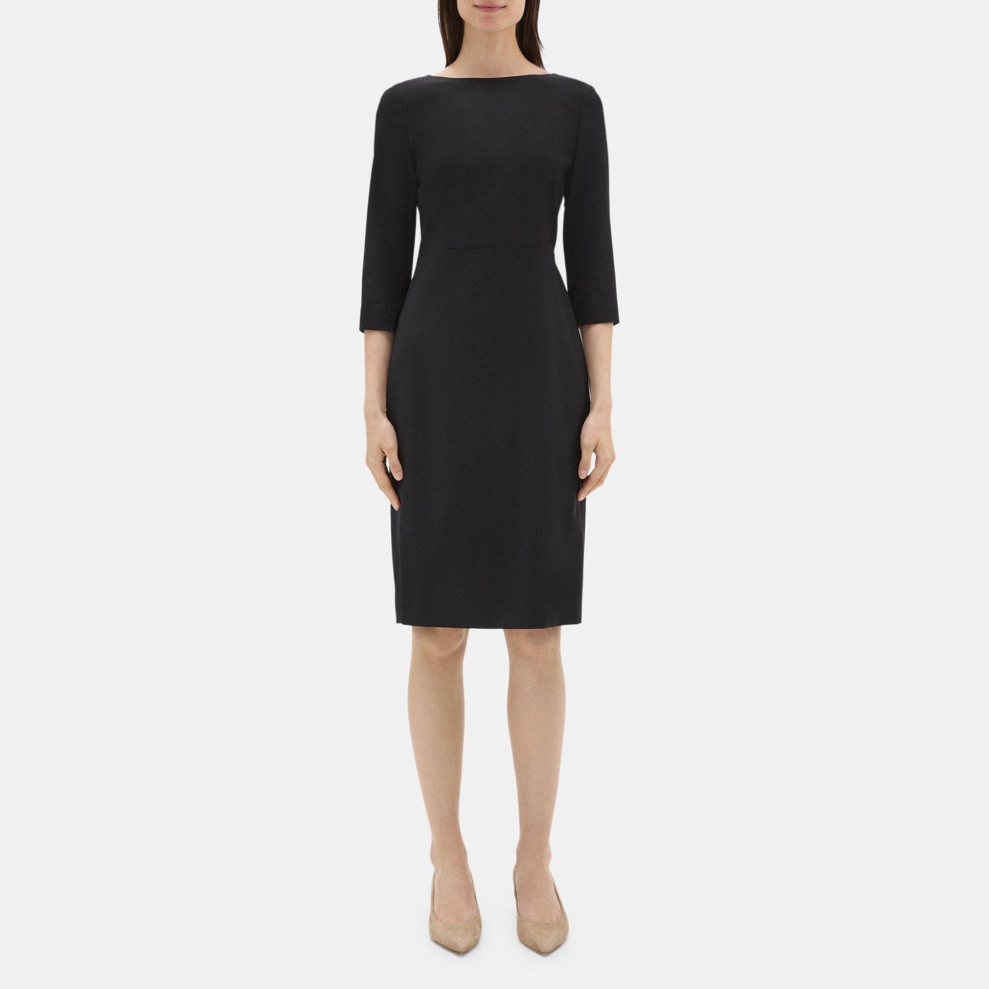 Theory Long-Sleeve Sheath Dress In Sevona Stretch Wool