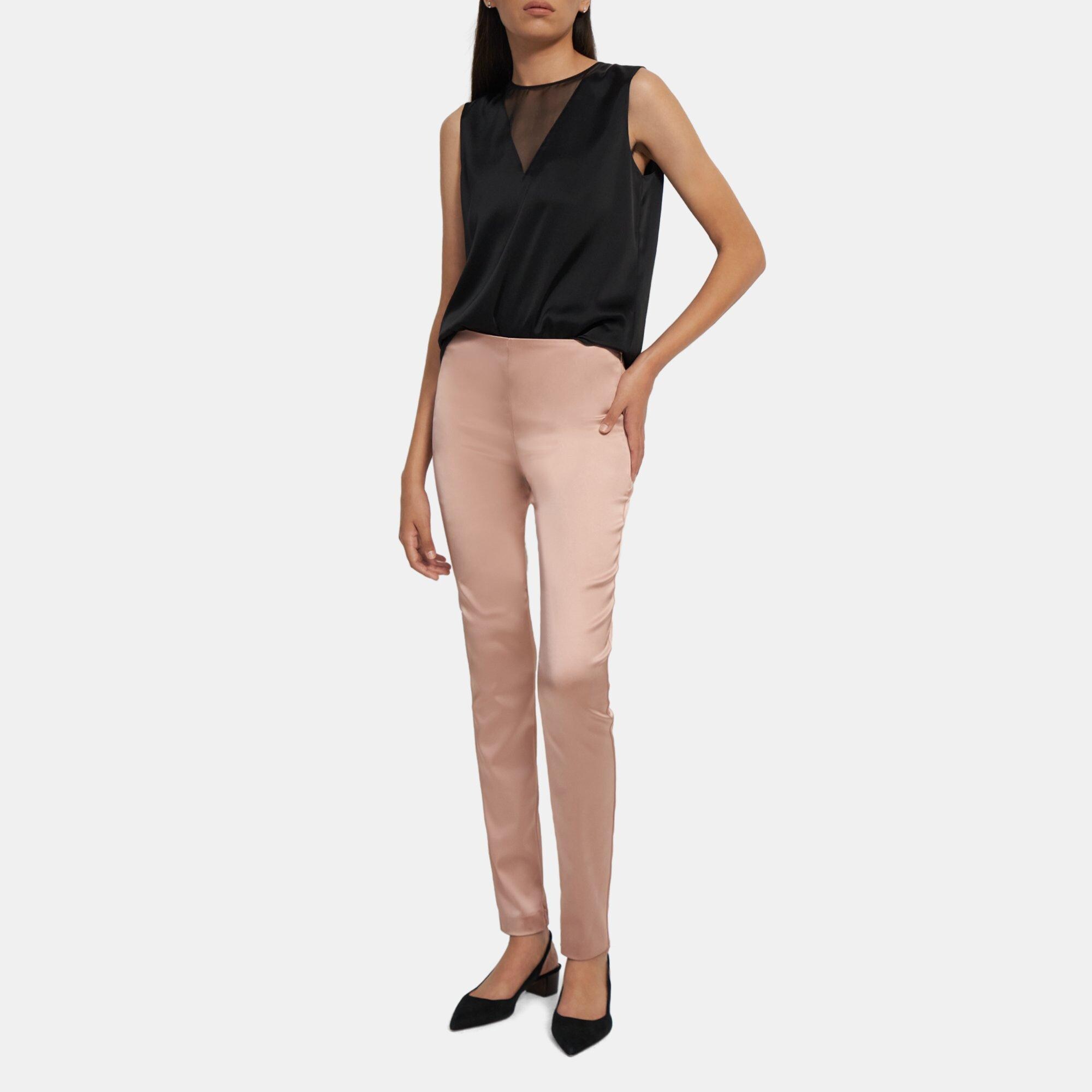 띠어리 Theory Skinny Legging in Stretch Satin,CHALK PINK