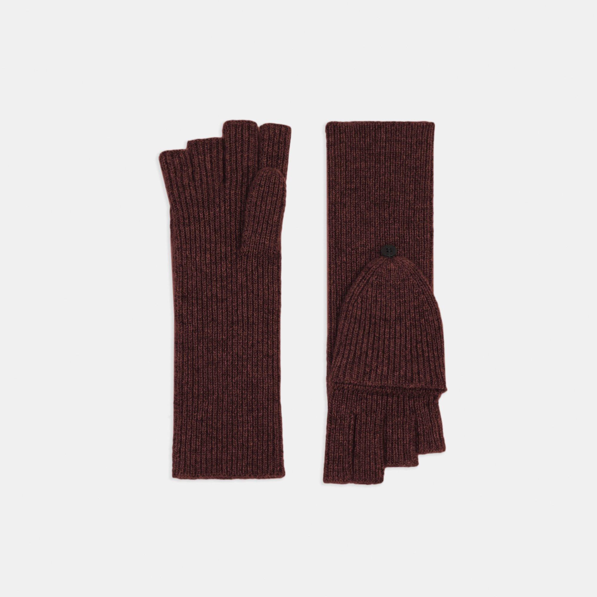 Theory Fold-Back Gloves in Cashmere