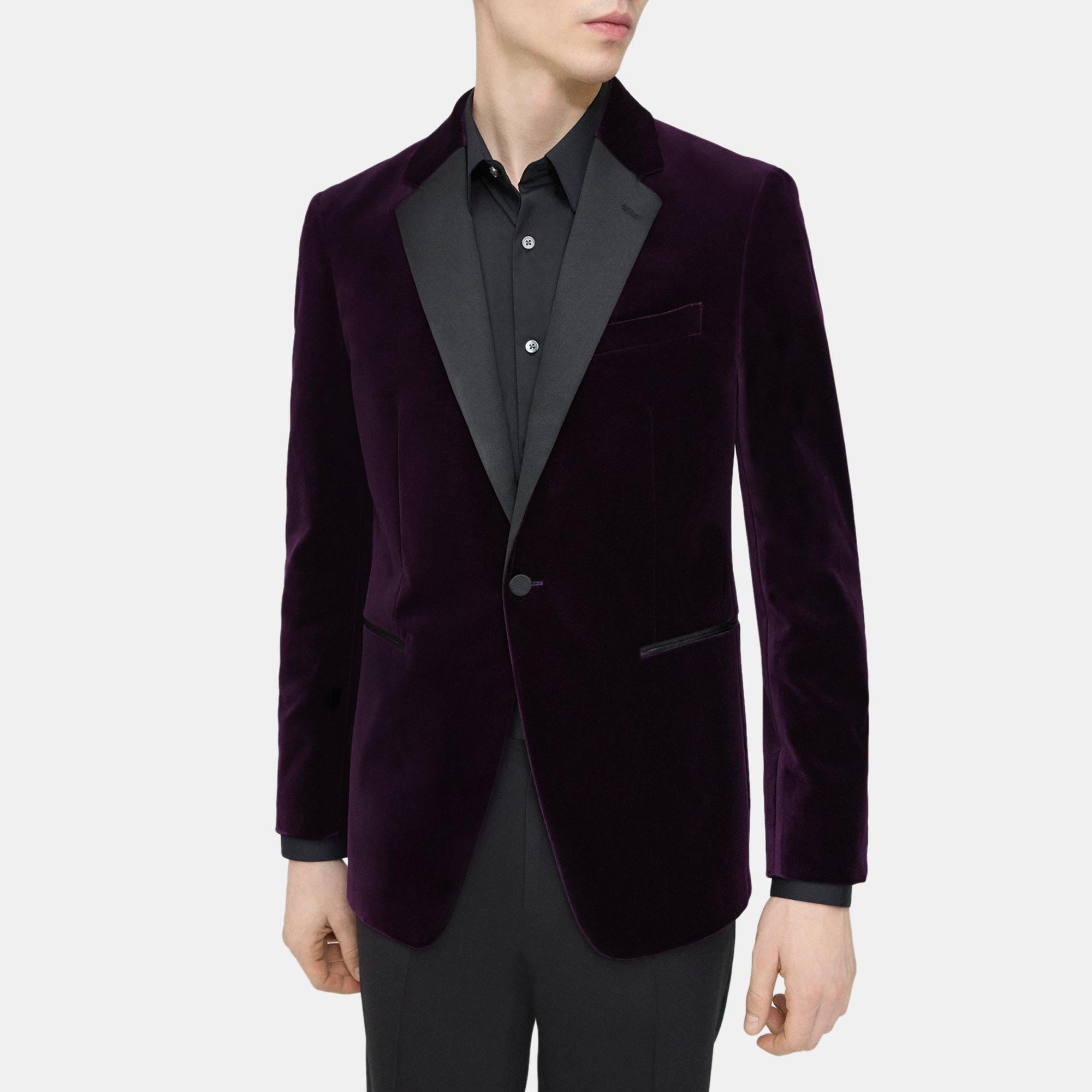 Purple Stretch Velvet Tuxedo Blazer | Theory Outlet