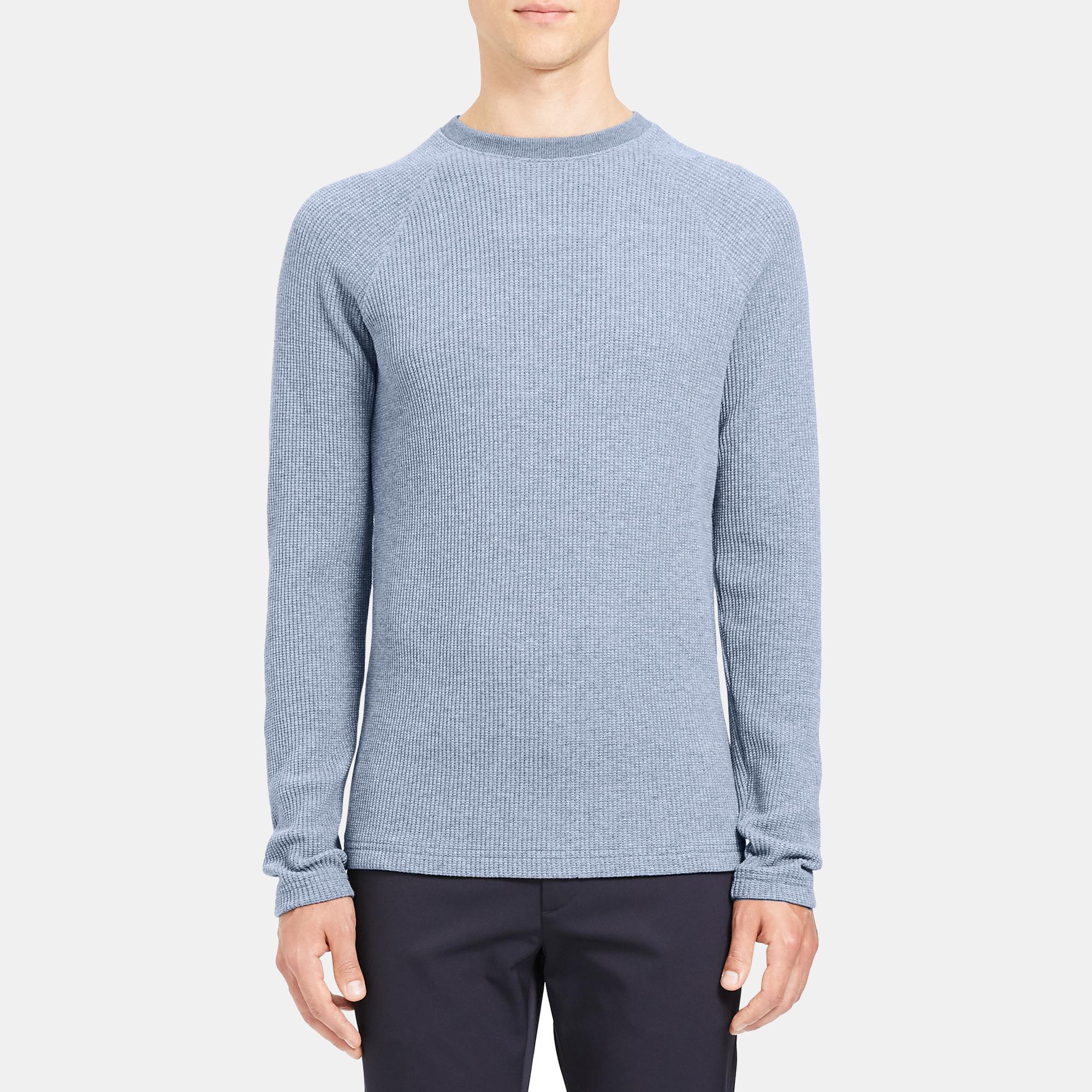 Theory Men’s Crewneck Pullover in Waffle Knit Cotton Thermal outlet Top size XS Blue