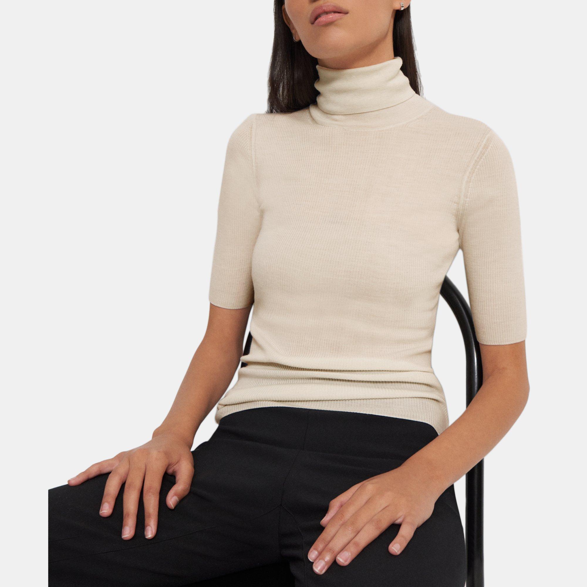 Regal Wool Short-Sleeve Turtleneck | Theory Outlet